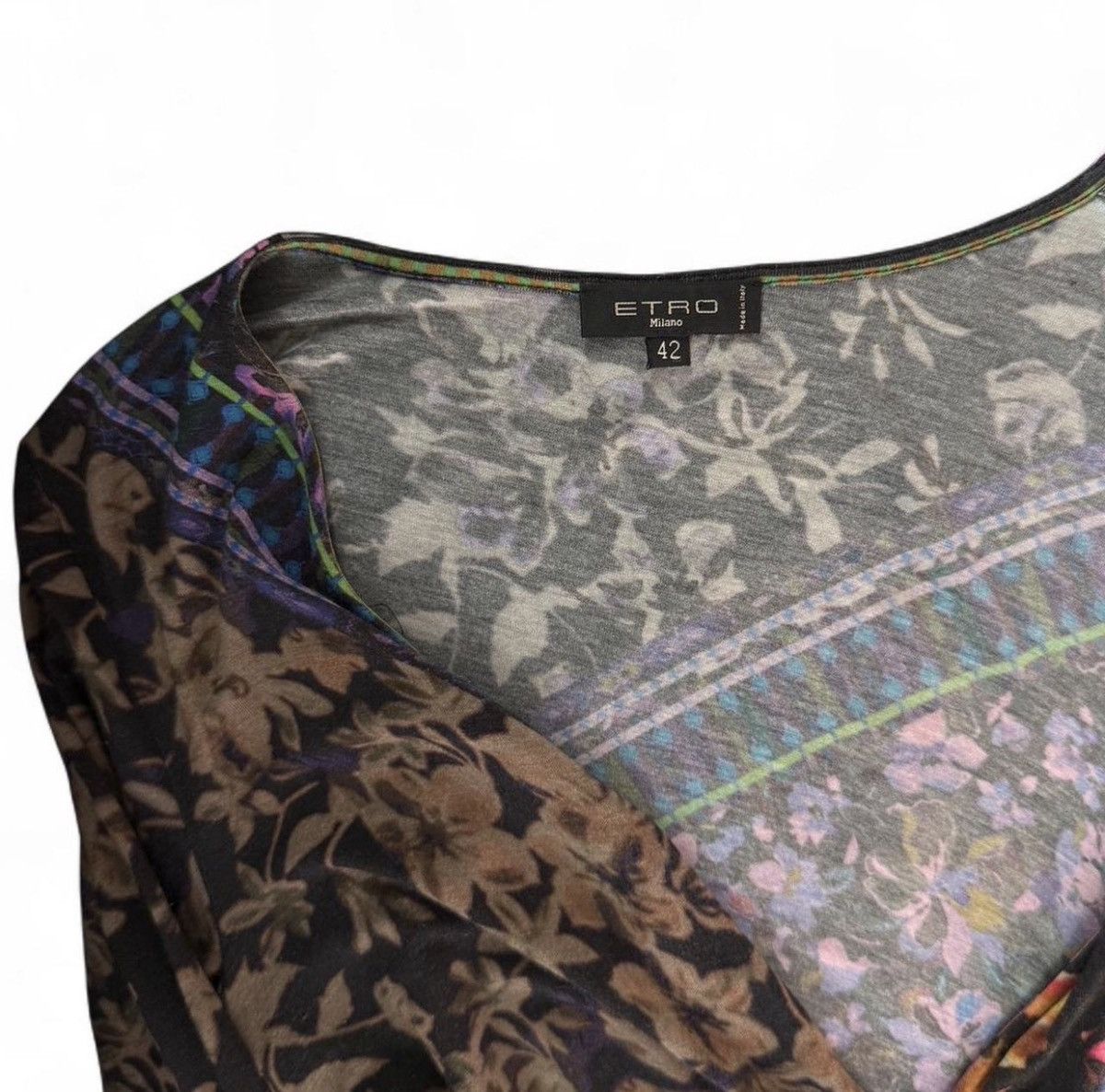 Etro Archival ETRO Milano Jersey Wrap Dress - Italian Luxury Size M / US 6-8 / IT 42-44 - 8 Thumbnail