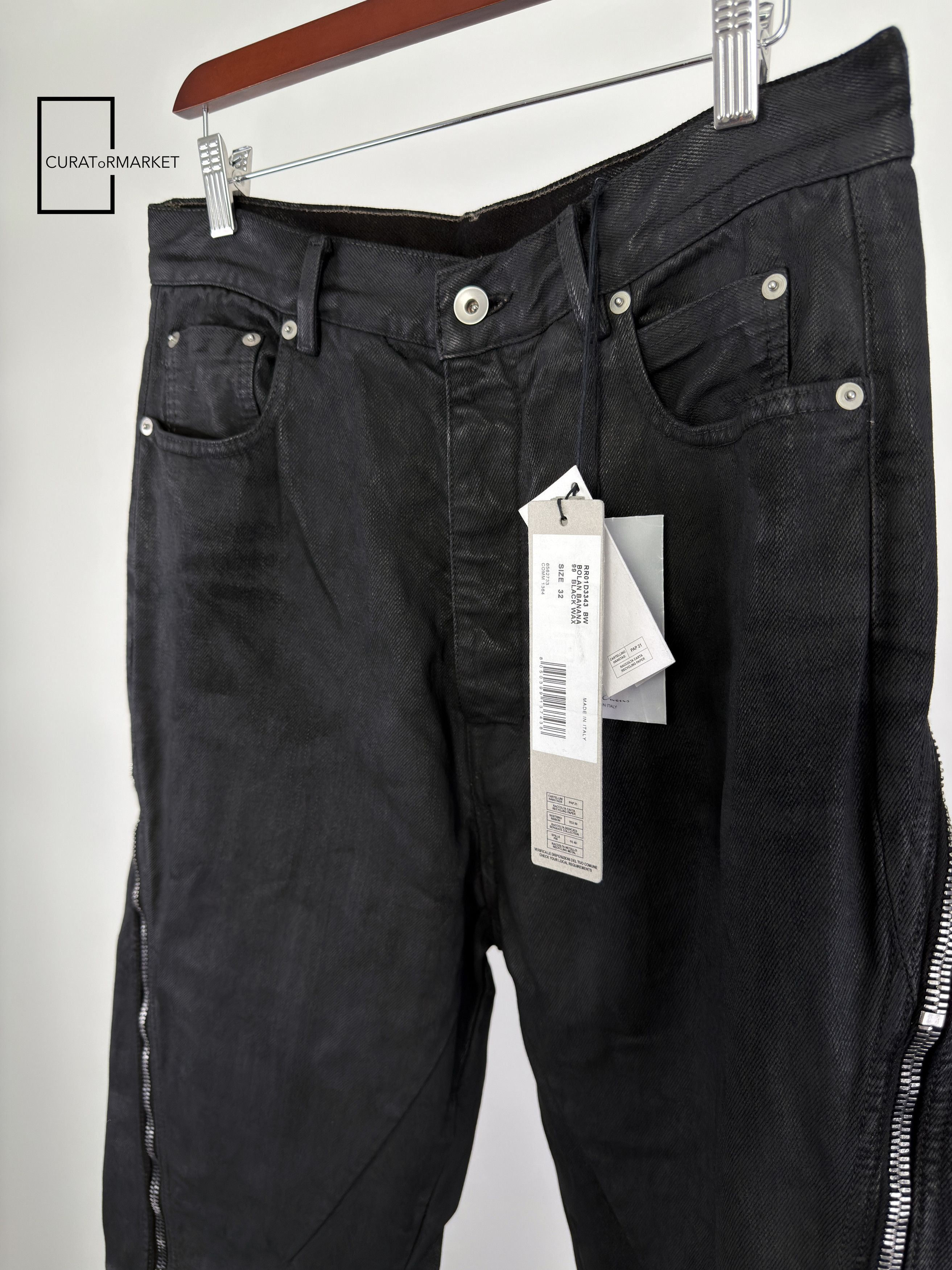 Rick Owens Runway Waxed Bolan Banana Denim Zipper Seam Jeans SS24 Lido Size US 32 / EU 48 - 3 Thumbnail