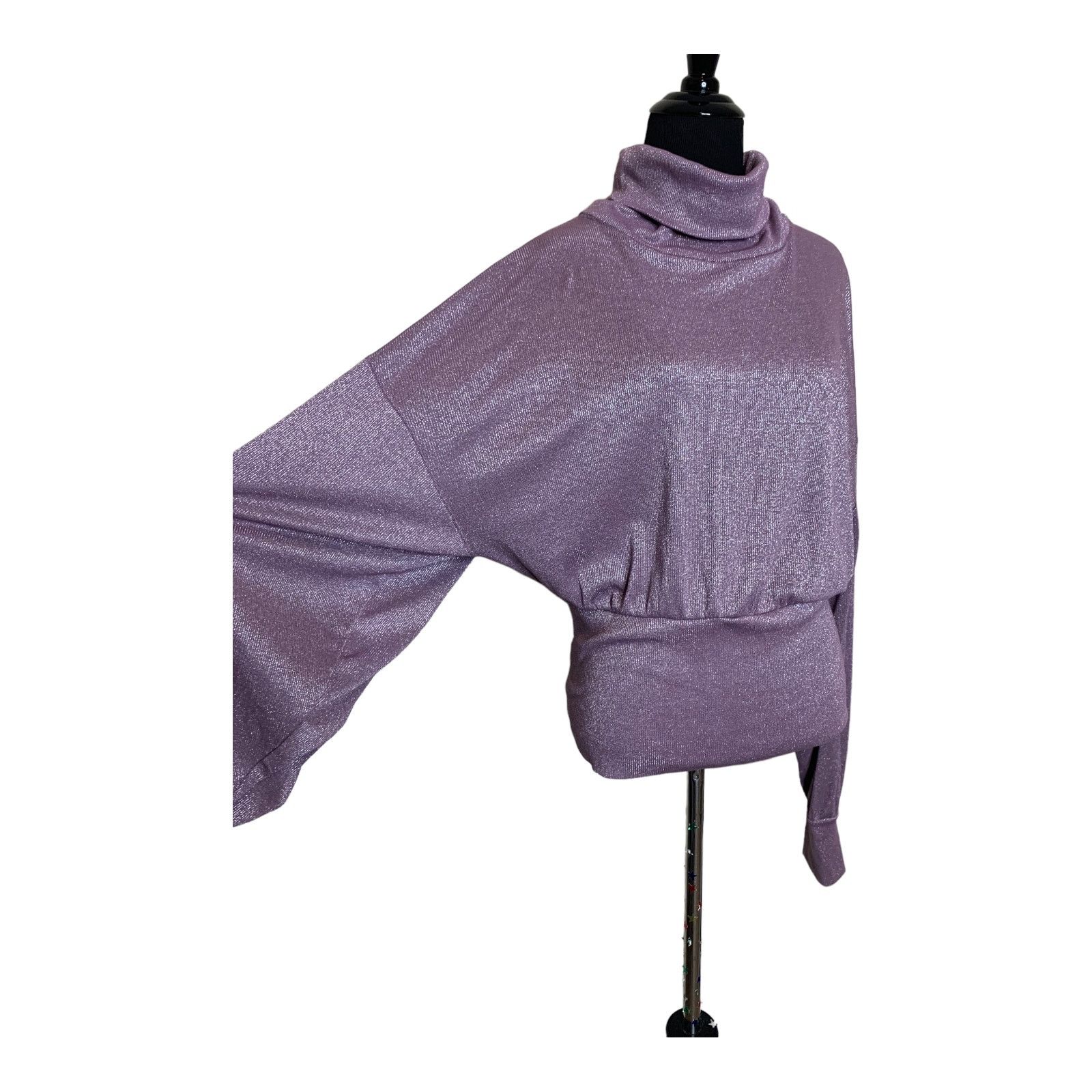 Free People Free People Glam Metallic Purple Knit Sweater Top Size M Size M / US 6-8 / IT 42-44 - 5 Thumbnail