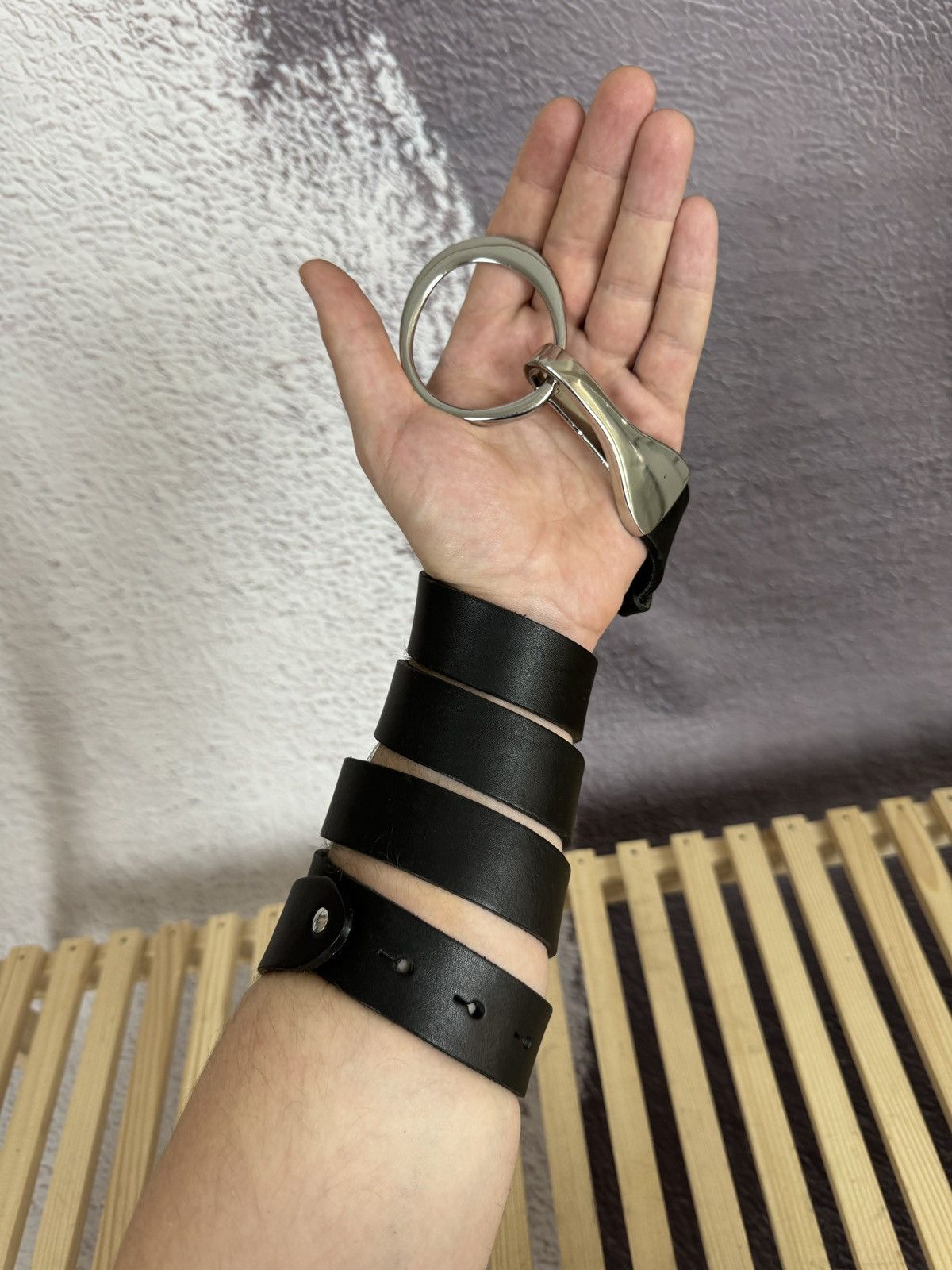 Genuine Leather Weinmann Black leather belt bb Simons Size 40 - 1 Thumbnail