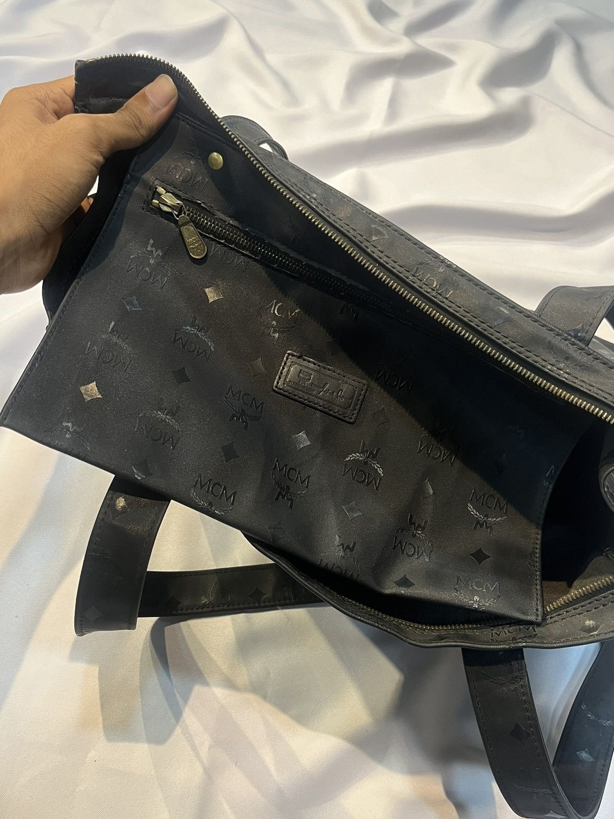 Designer × MCM × Vintage MCM 80’s MONOGRAM COATED CANVAS TOTE BAG BLACK Size ONE SIZE - 15 Thumbnail