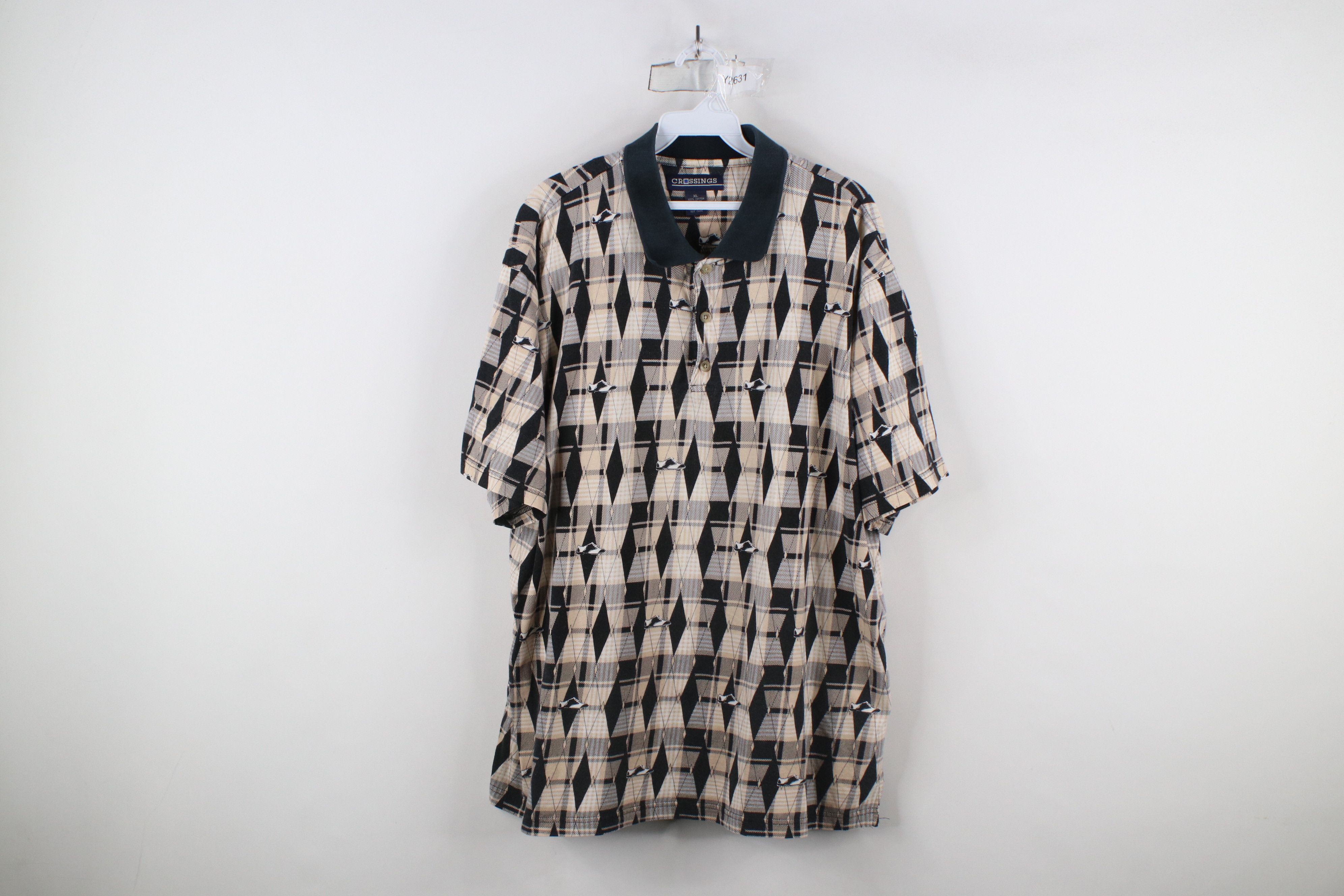 Vintage Vintage 90s Streetwear Plaid All Over Print Golf Polo Shirt Size US XL / EU 56 / 4 - 1 Thumbnail