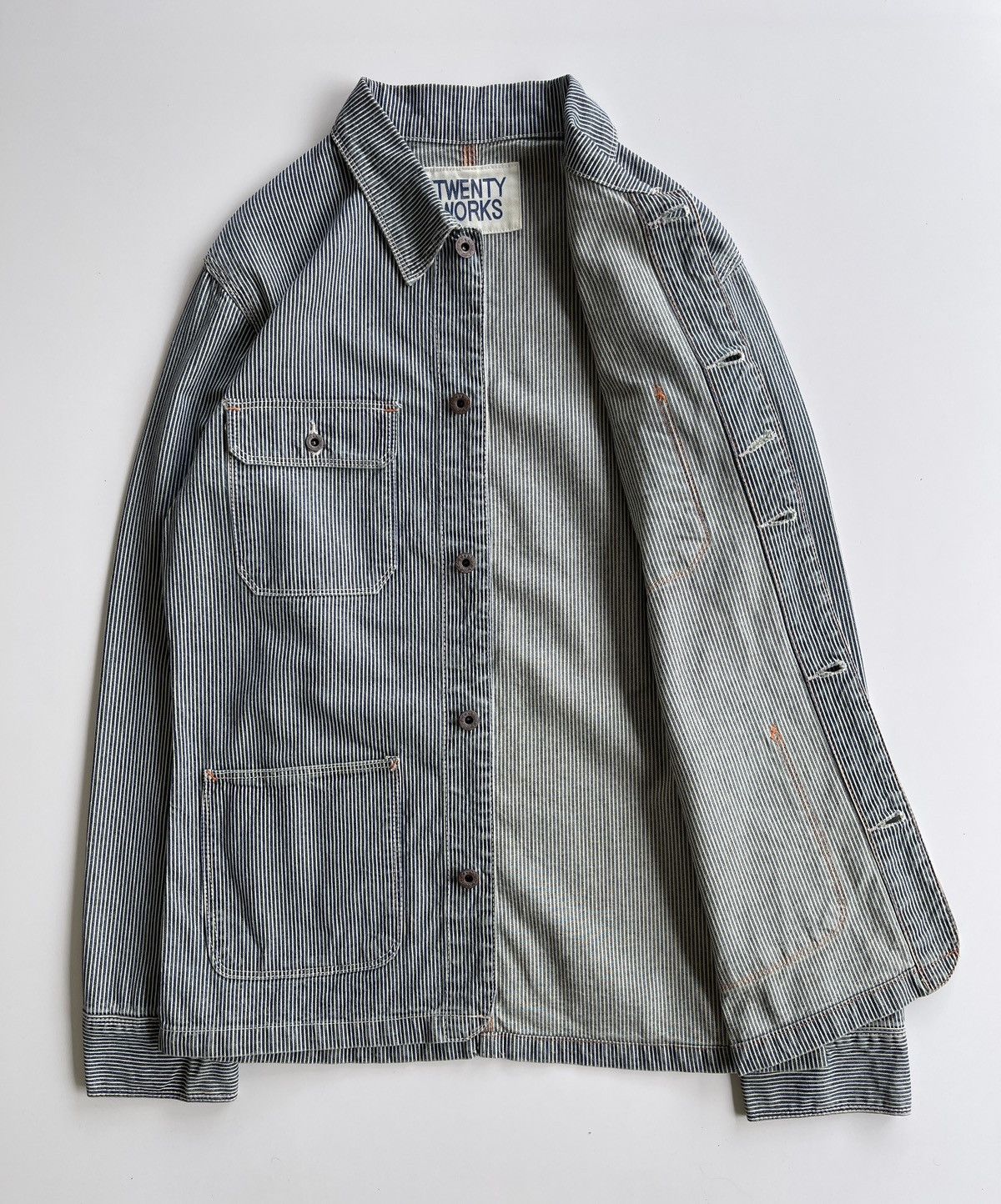 Japanese Brand Vintage Twenty Works Hickory Denim Jacket Size US M / EU 48-50 / 2 - 2 Thumbnail