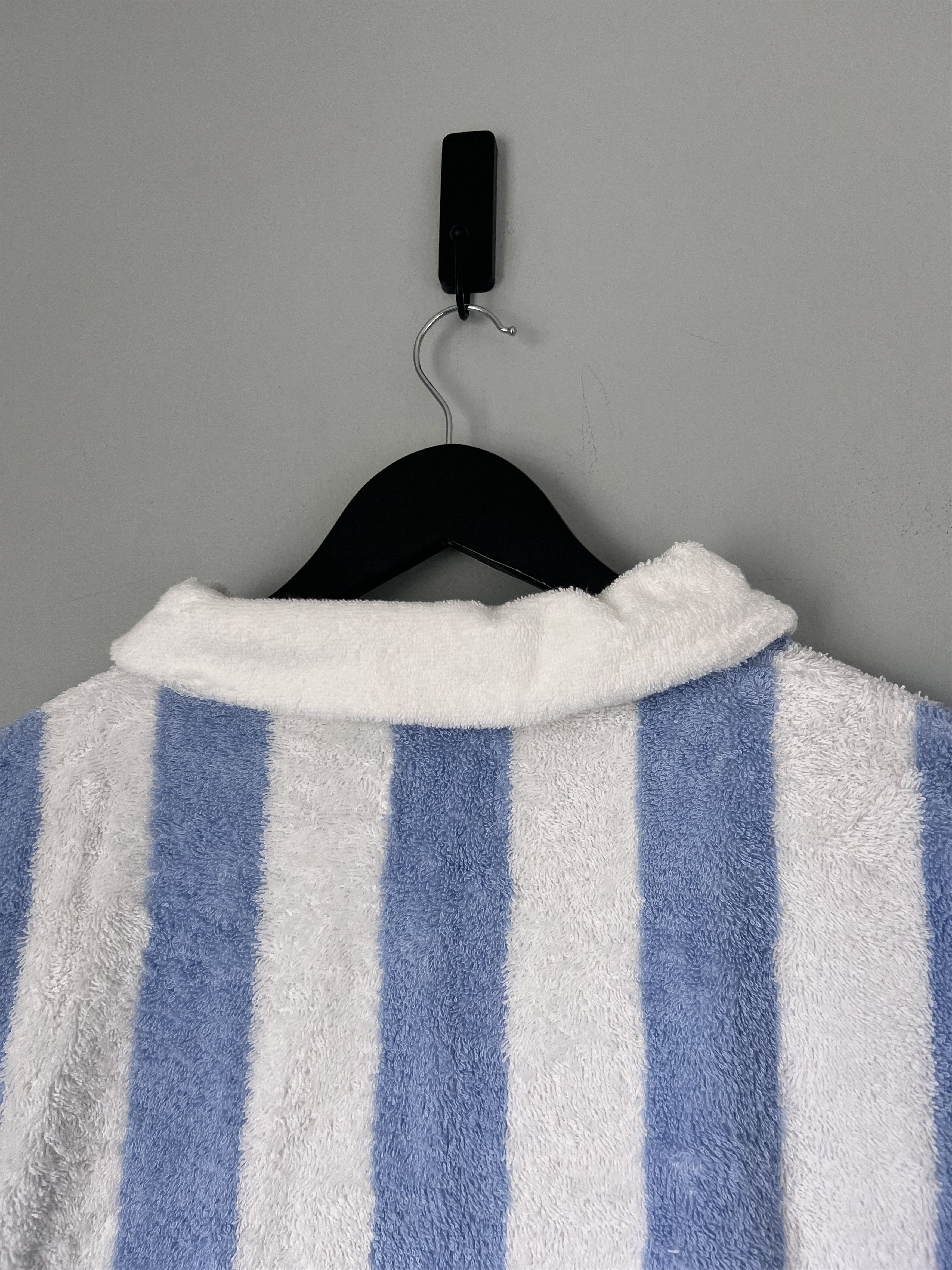 Rhude Rhude Striped Loop Terry Long Sleeve Polo in White Blue Size US L / EU 52-54 / 3 - 6 Thumbnail