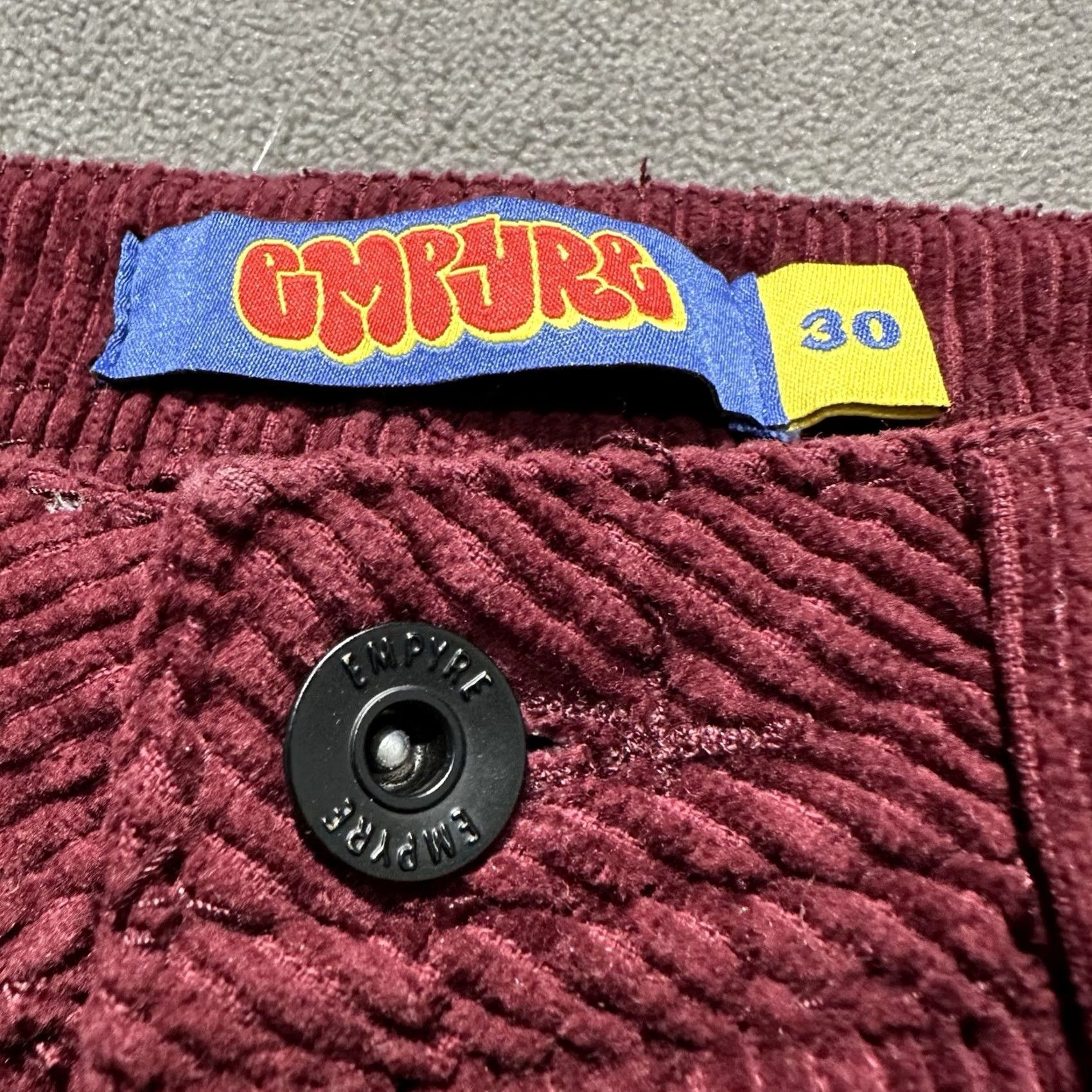 Empyre Empyre Pants Mens 30 Corduroy Wide Wale Straight Baggy 5-Pocket Logo Zipper Button Red Denim? Size US 30 / EU 46 - 7 Thumbnail