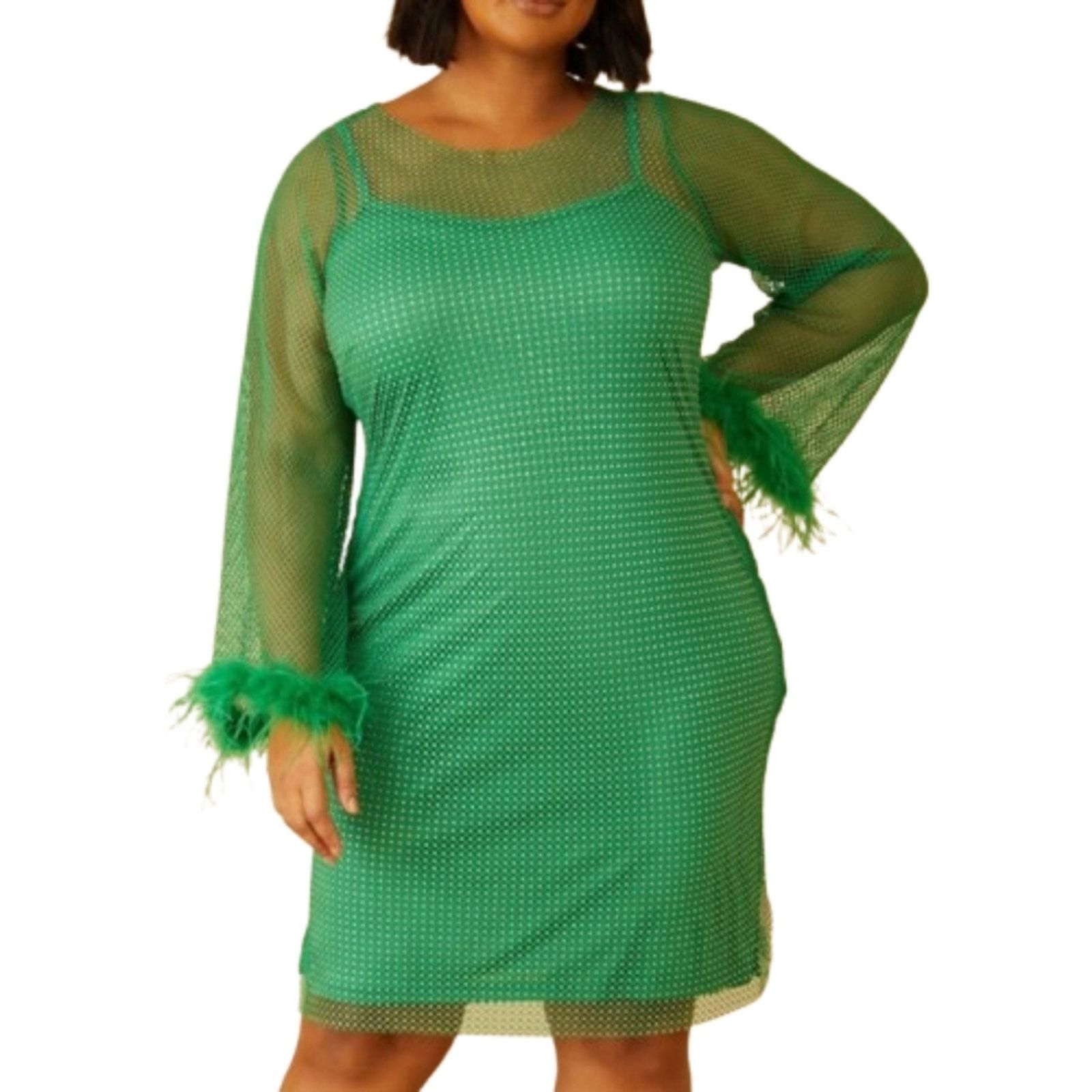 Other SHAMROCK GREEN ☆ EMBELLISHED ☆ MESH DRESS w/Slip ☆ 6x ☆ NWT Size 4XL / US 24-26 - 2 Thumbnail