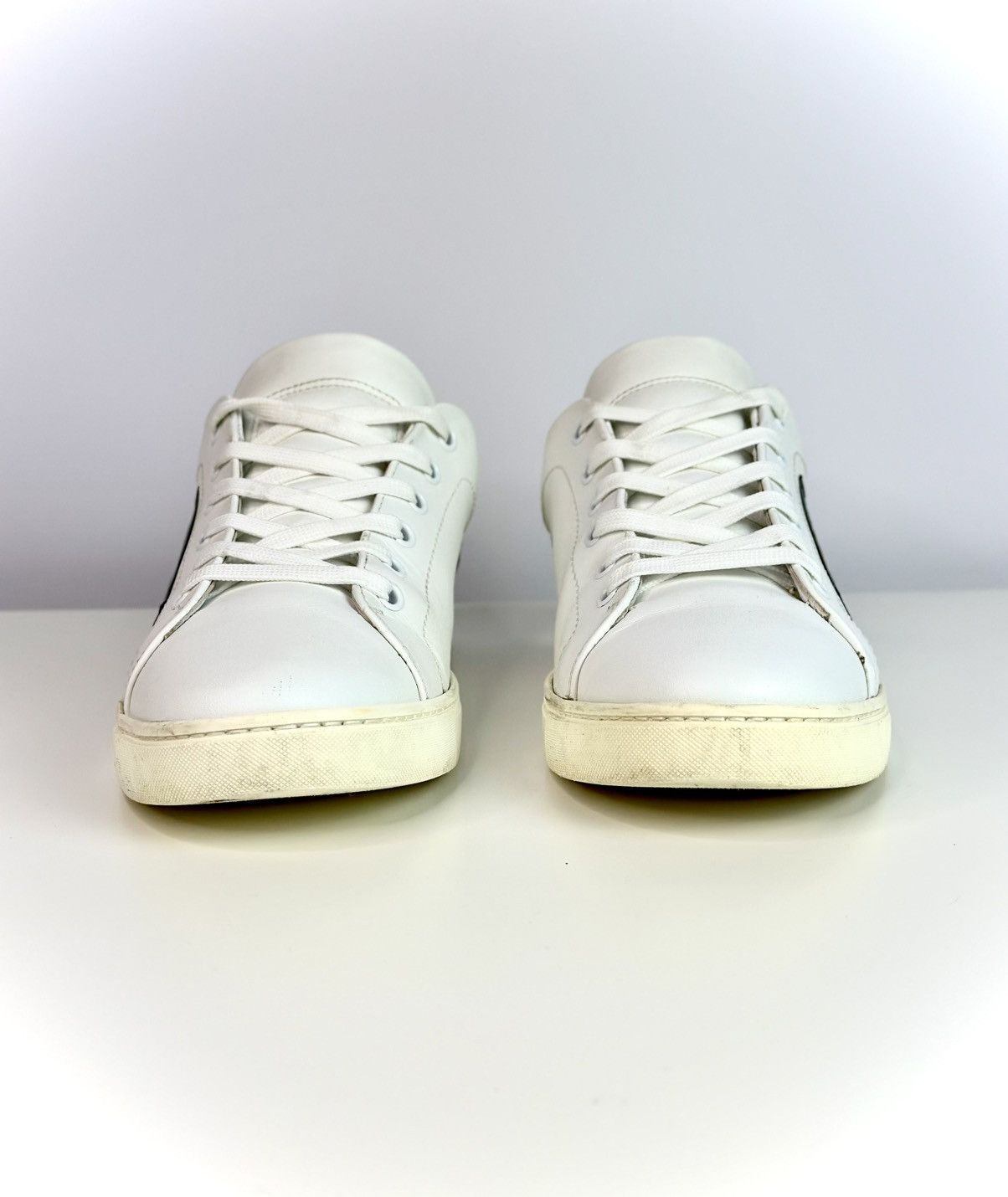 Dolce & Gabbana Dolce & Gabbana White Black Leather Lace Up Sneakers 40s Size US 9 / IT 39 - 3 Thumbnail