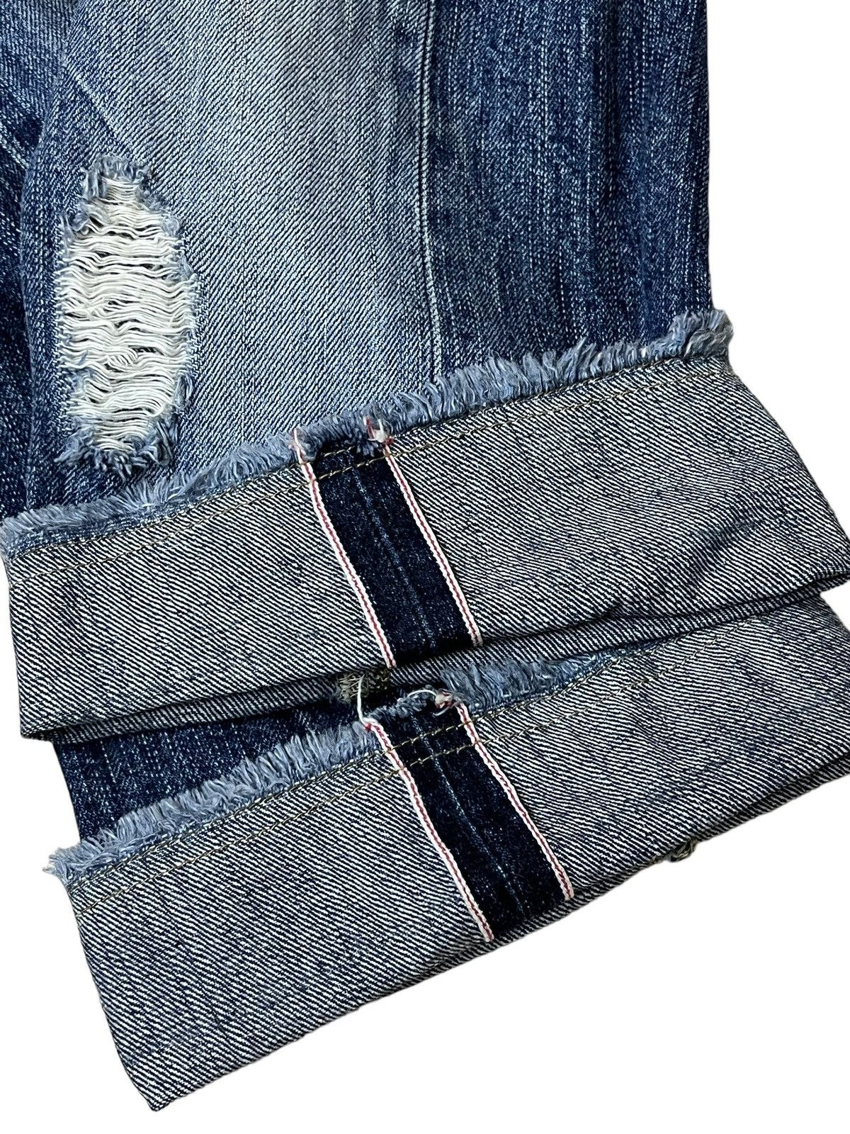 Edwin SICK🔥VINTAGE EDWIN 505s DISTRESSED SELVEDGE 3 QUARTER JEANS Size US 32 / EU 48 - 11 Thumbnail