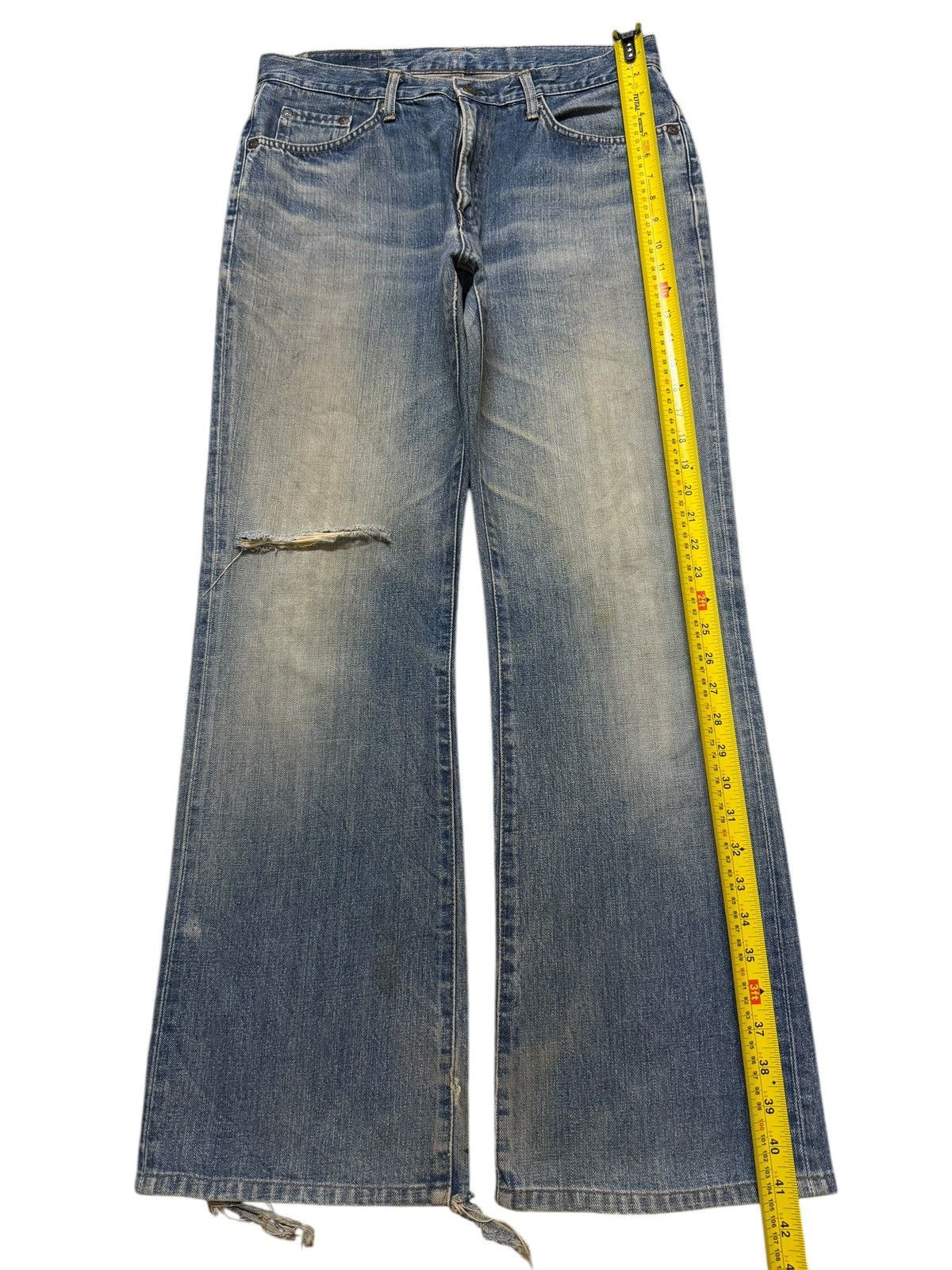 Edwin Vintage 90s Edwin 601 Faded Wash Distress Wide Leg Bootcut Size US 32 / EU 48 - 10 Thumbnail
