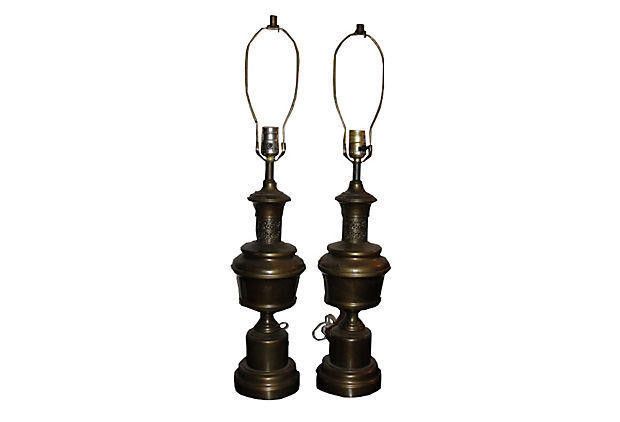 Designer Antiqued Brass Cut Out Lamps, Pair Size ONE SIZE - 1 Thumbnail