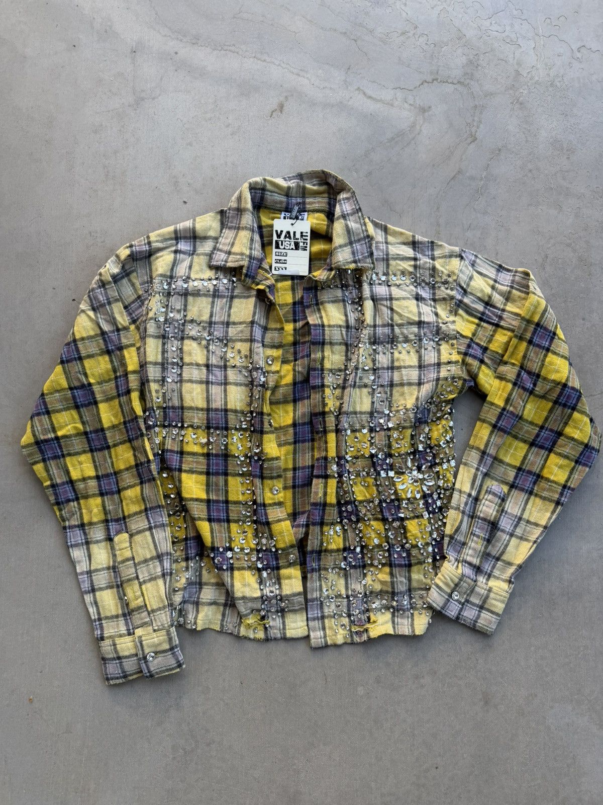 Vale Vale Forever Lemonhead Rhinestone Flannel Yellow Blue Small Size US S / EU 44-46 / 1 - 1 Thumbnail