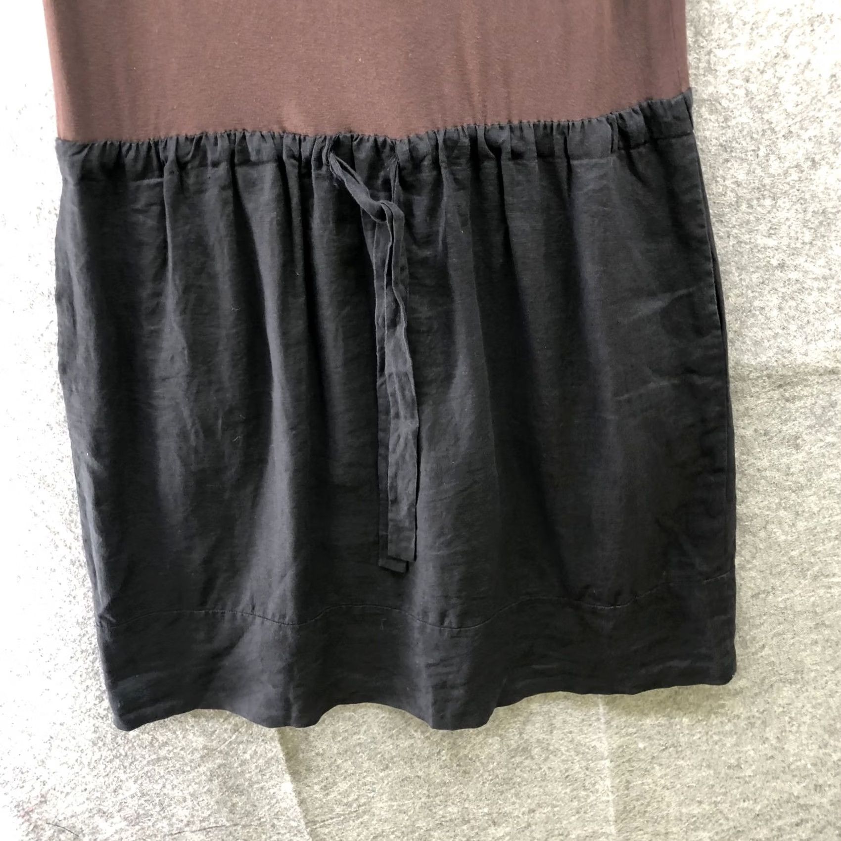DKNY DKNY Linen Dress Tank Sleeveless Brown Black Mixed Media Pullover Size 14 Women A-Line Knee Length Casual Size XL / US 12-14 / IT 48-50 - 4 Thumbnail