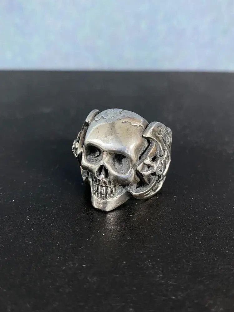 Number (N)ine Number (N)ine Number Nine woven 950 silver skull ring-2506 Size ONE SIZE - 4 Thumbnail