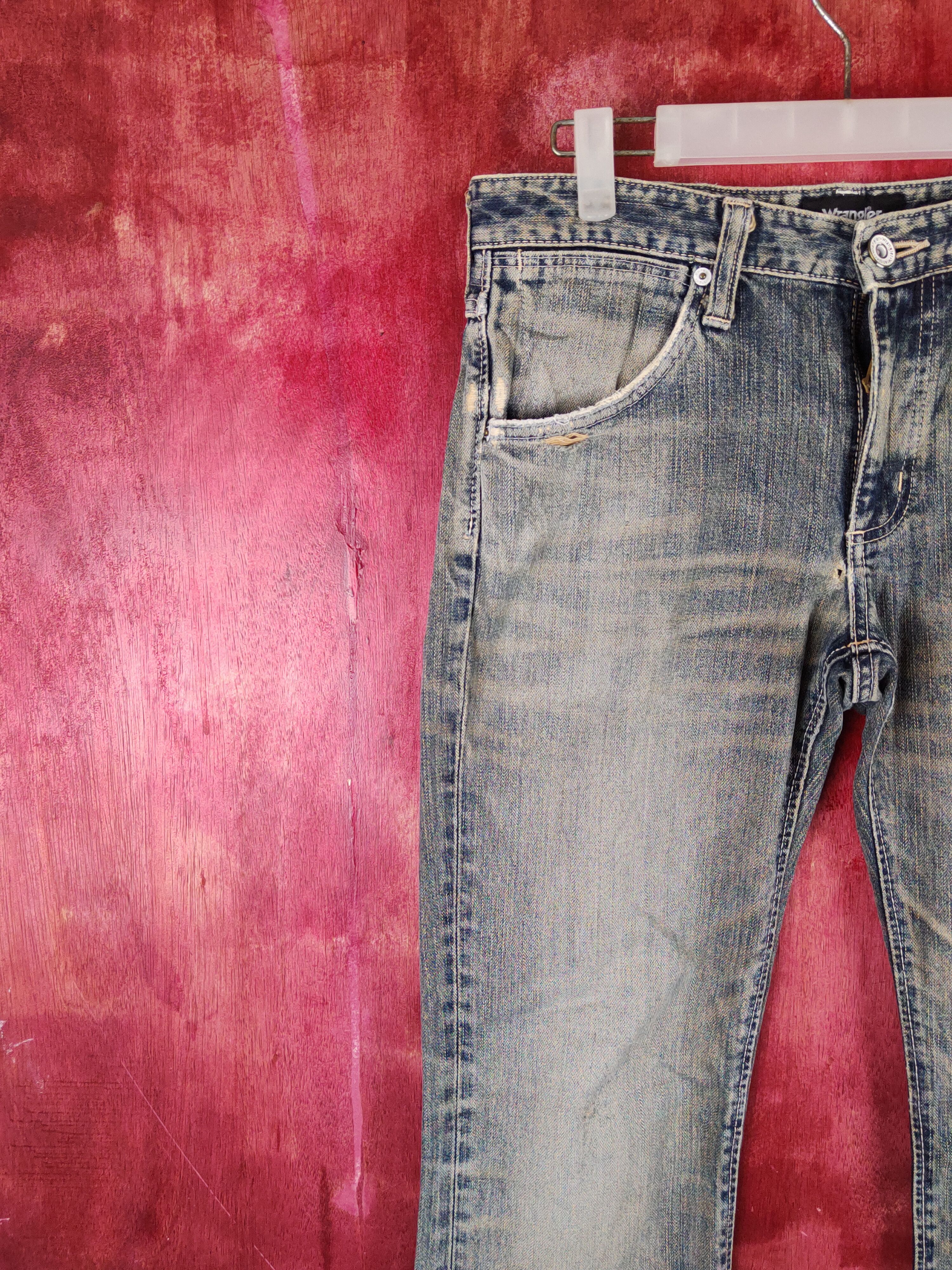 Japanese Brand Wrangler Dark Blue Faded Distressed Ripped Jeans #S1644 Size 30" / US 8 / IT 44 - 4 Thumbnail