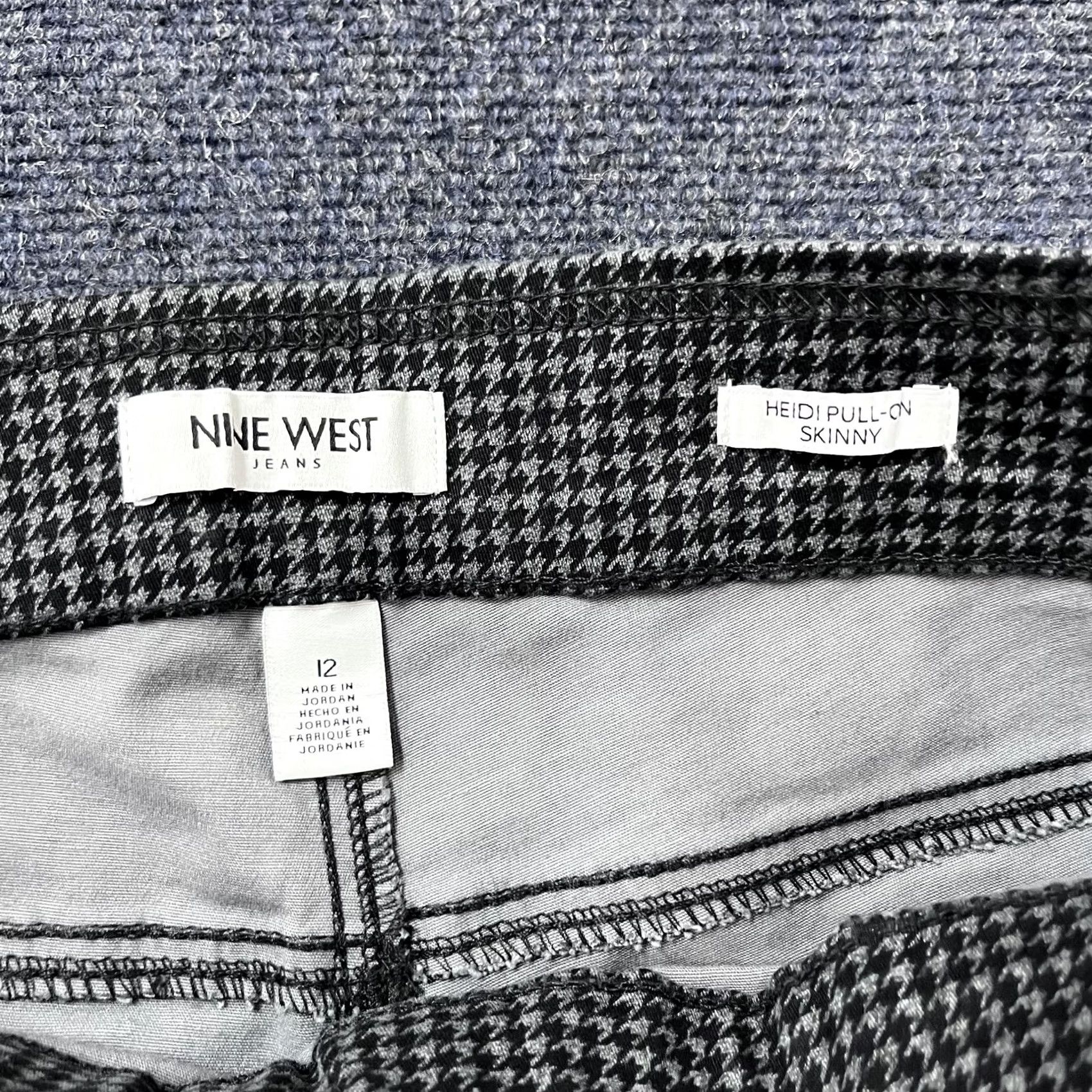 Nine West Nine West Pants Womens 12 Black White Houndstooth Heidi Pull-On Skinny Yoga Stretch Casual Workwear Size 34" / US 12 / IT 48 - 3 Thumbnail