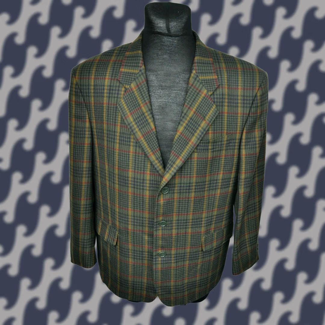 Yves Saint Laurent YVES SAINT LAURENT Blazer Check Wool Jacket Men 52 Multicolor Size 52 Wool Check Blazer Mens Size 52R - 1 Thumbnail