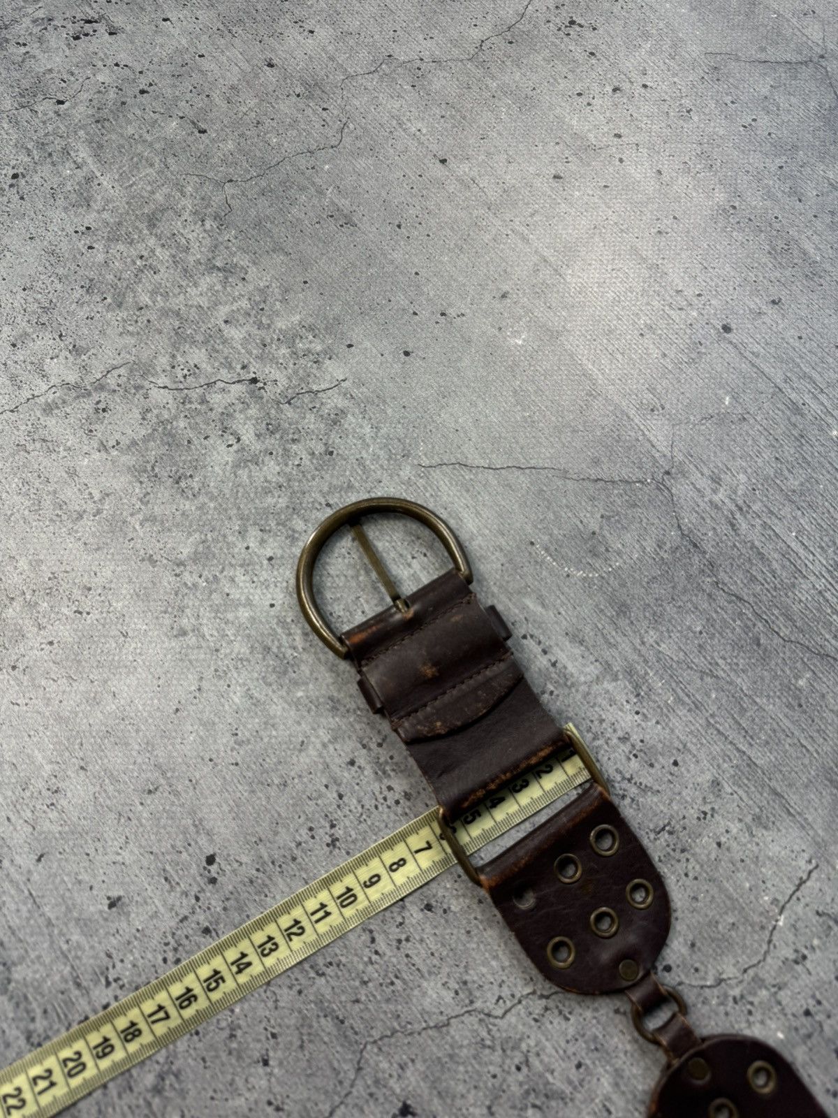 Genuine Leather Vintage Y2K Brown Leather Grommet Utility Belt Multi-Panel Size ONE SIZE - 7 Thumbnail