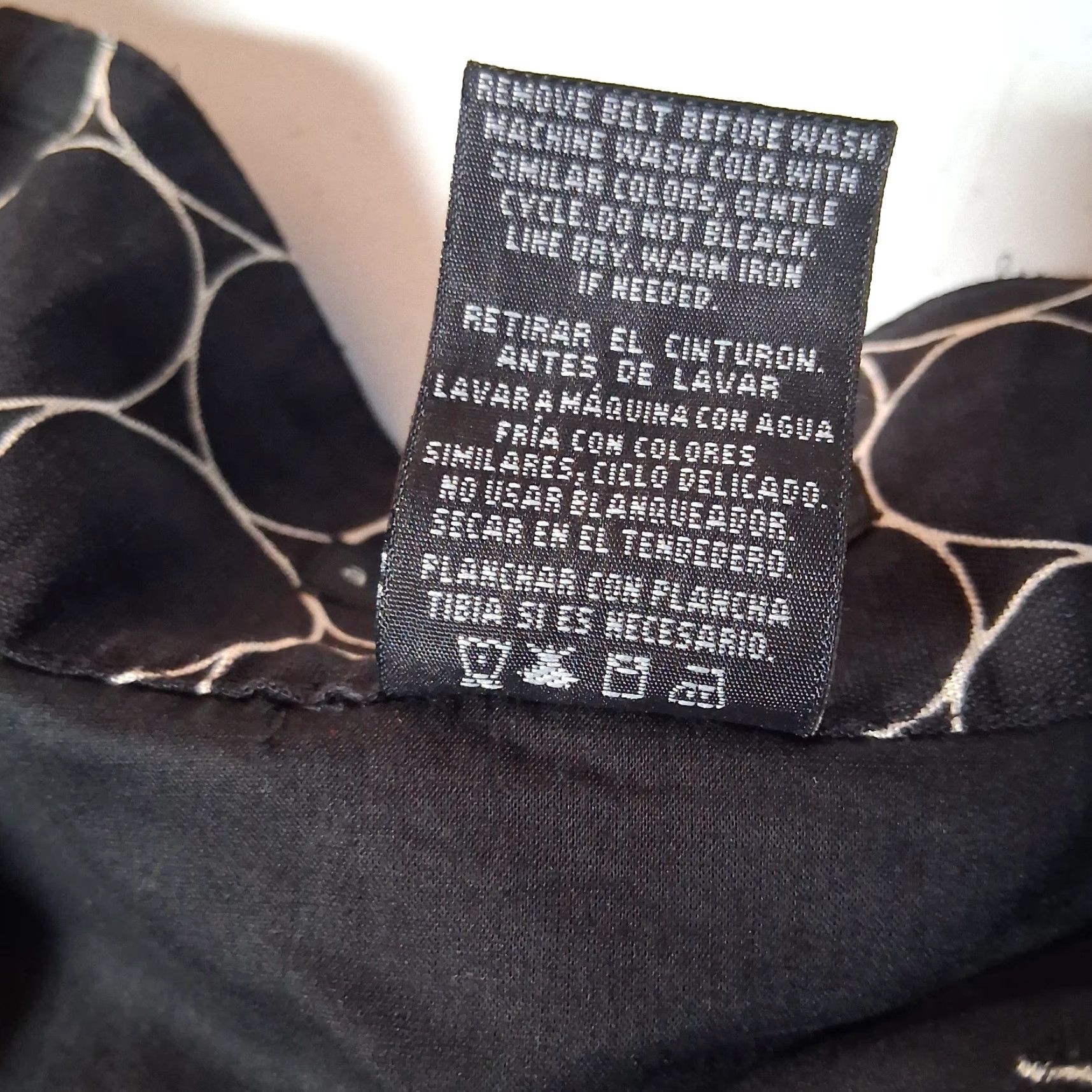Vintage Apostrophe Skirt Belted Tulip Knee Length Black Linen Blend Cotton Geometric Pattern Size 8 Size 30" / US 8 / IT 44 - 6 Thumbnail