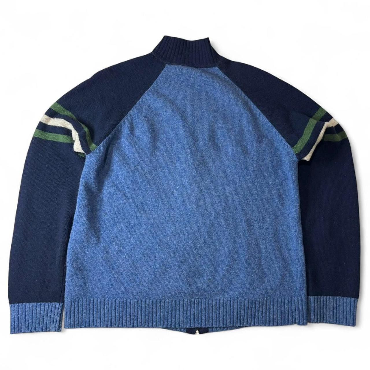 Vintage Vintage Blue 100% Wool Full Zip Sweater - XL Fits L Size US L / EU 52-54 / 3 - 7 Thumbnail