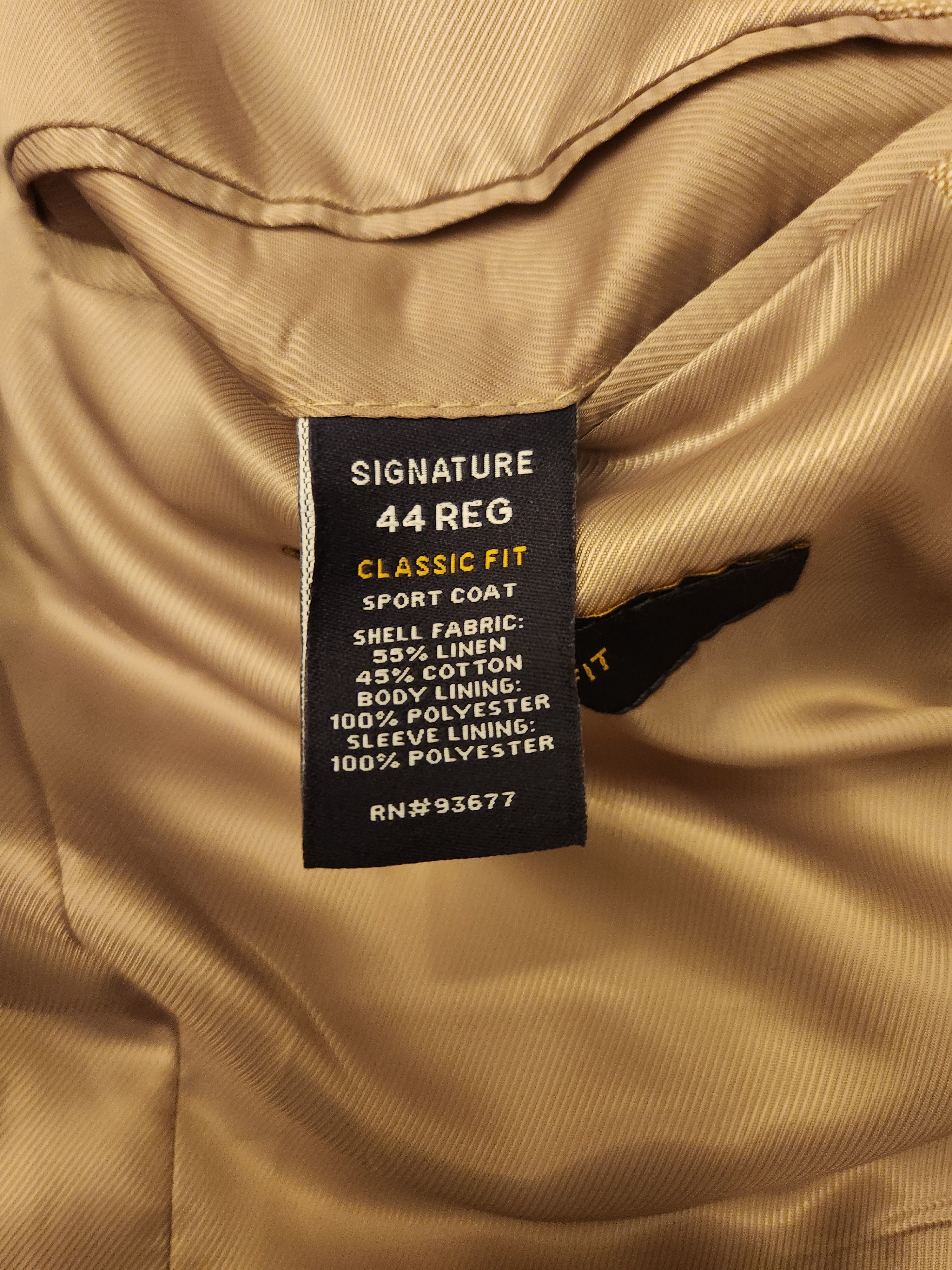 Stafford Classic Men's Linen/Cotton Beige Summer Blazer Size 44R - 4 Thumbnail
