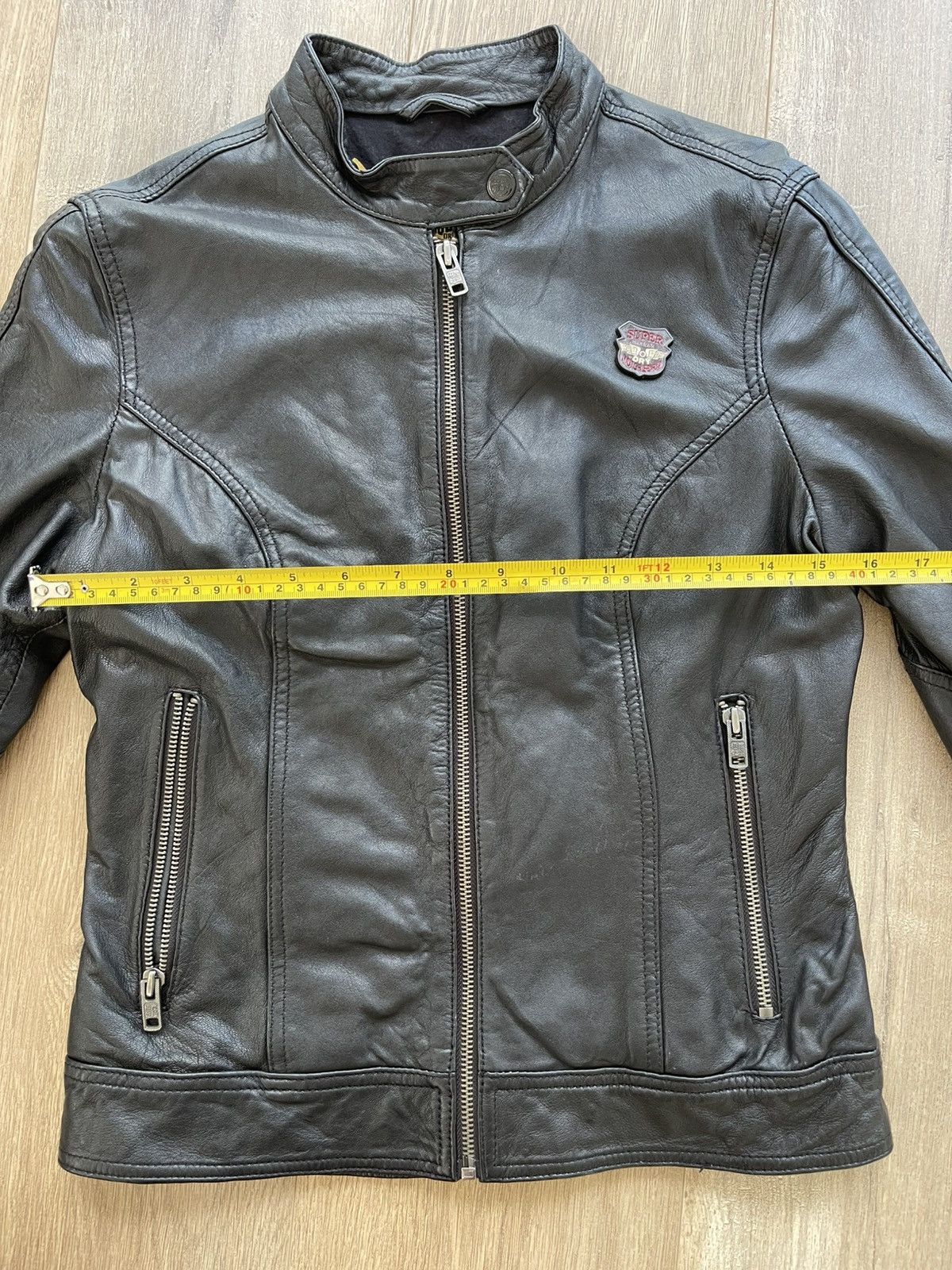Superdry Vintage Superdry "Super" Leather Racer Jacket - Black - XS Size XS / US 0-2 / IT 36-38 - 6 Thumbnail