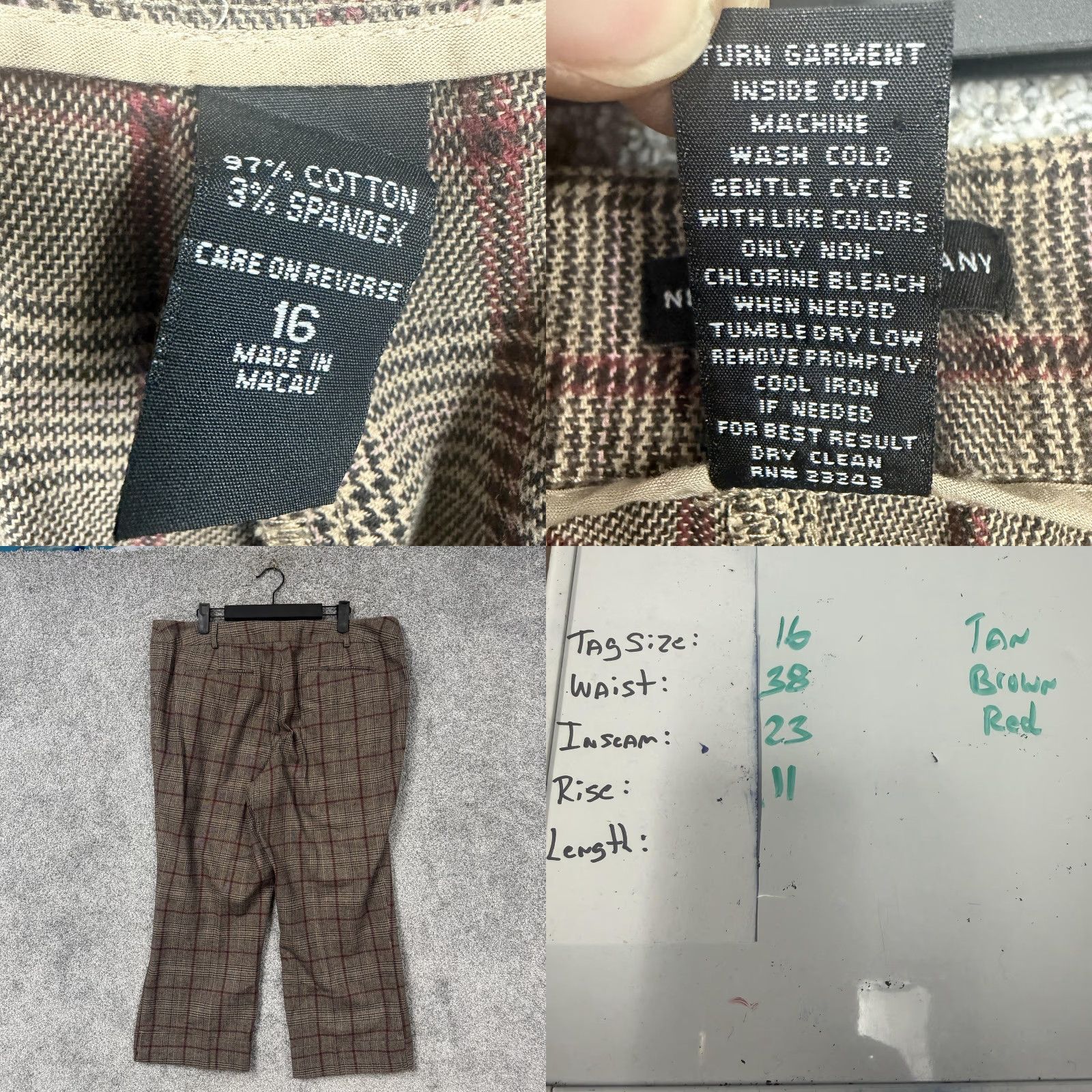 Vintage New York & Company Pants 16 38x23 Brown Plaid Crop Office Preppy Dark Academia Size 38" / US 16 / IT 52 - 8 Thumbnail