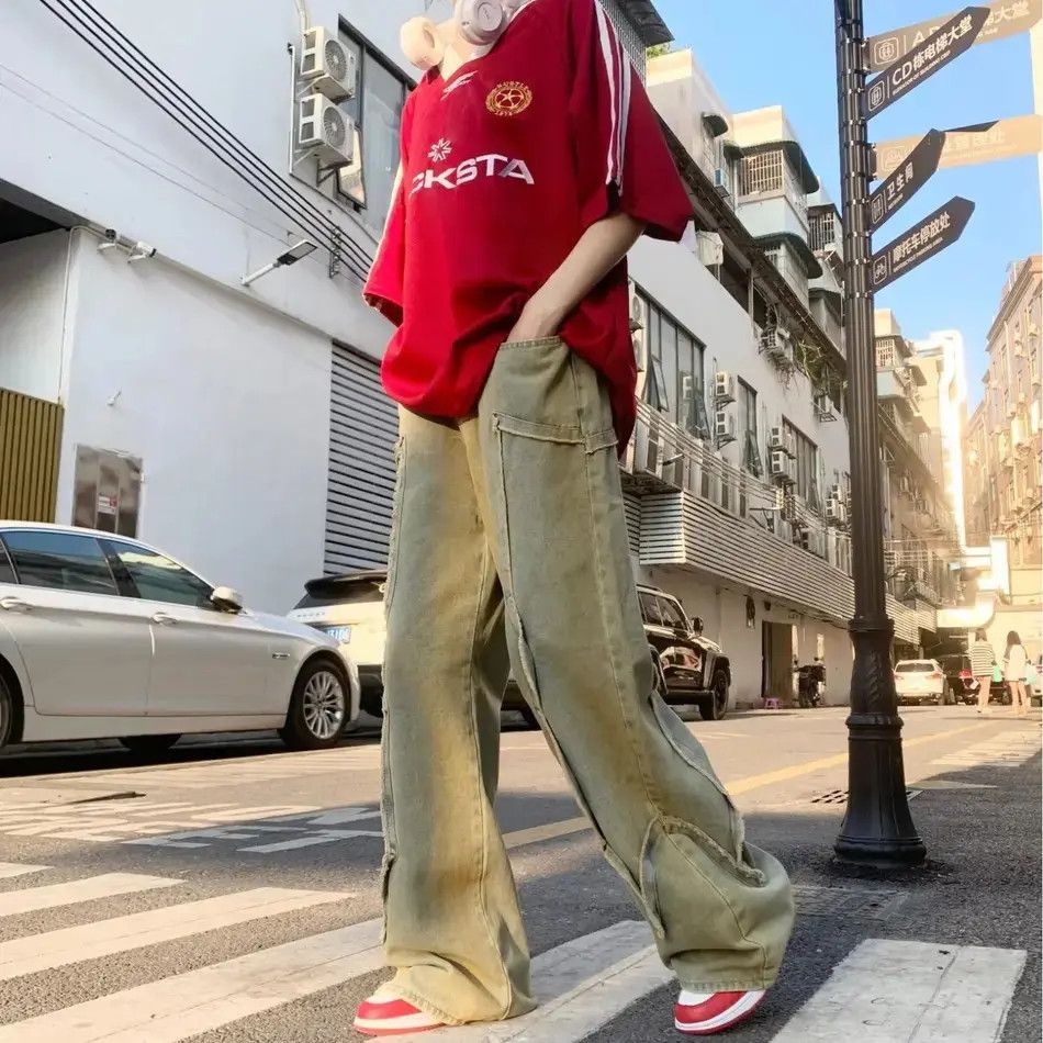 Japanese Brand Retro straight washed high street jeans Size US 32 / EU 48 - 4 Thumbnail