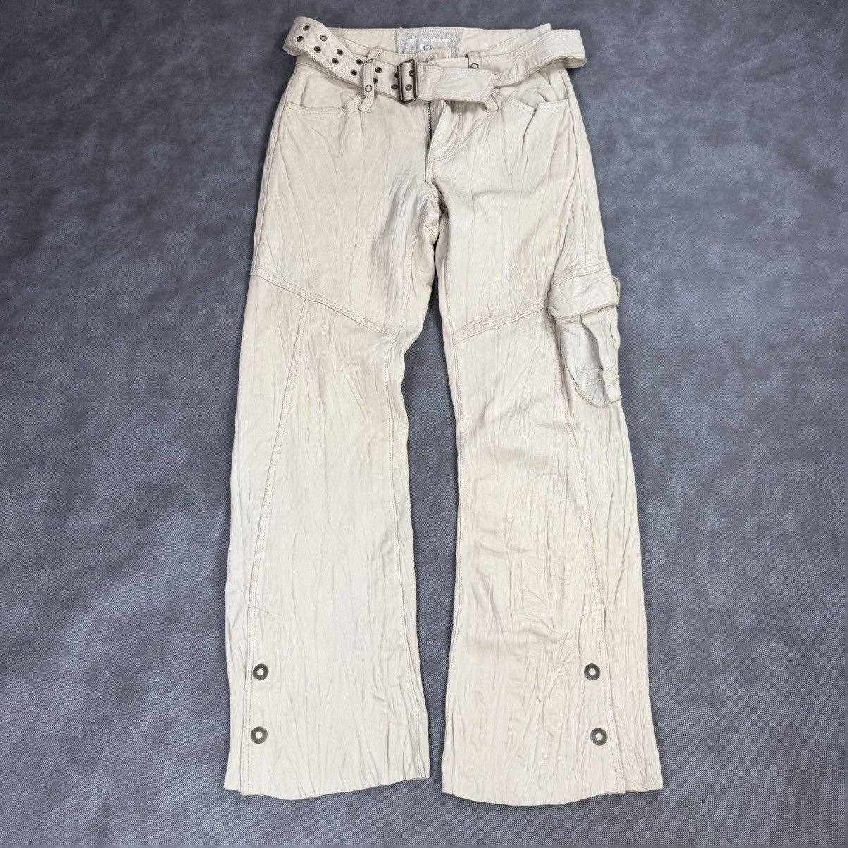 Japanese Brand Rare Koji Tachiyama Flare Light Leather Flared Pants Size US 28 / EU 44 - 1 Thumbnail