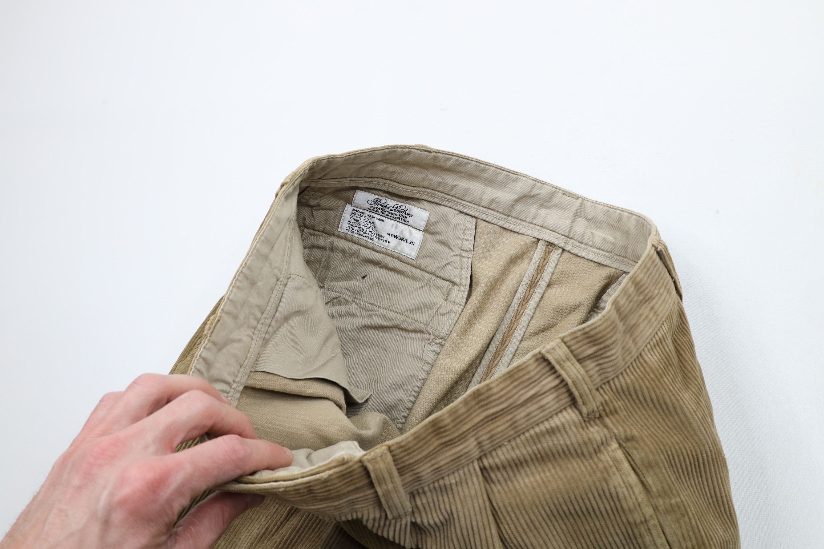 Brooks Brothers × Vintage Vintage 90s Brooks Brothers Pleated Wide Leg Corduroy Pants Size US 36 / EU 52 - 10 Thumbnail
