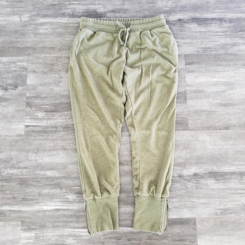 Designer Olive Zipper Detailed LA Hearts Cropped Sweats Size 28" / US 6 / IT 42 - 1 Thumbnail