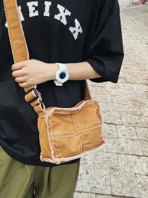 Vintage Little Canvas Shoulder Bag Thick Cloth Small Messenger Bag Size ONE SIZE - 2 Thumbnail