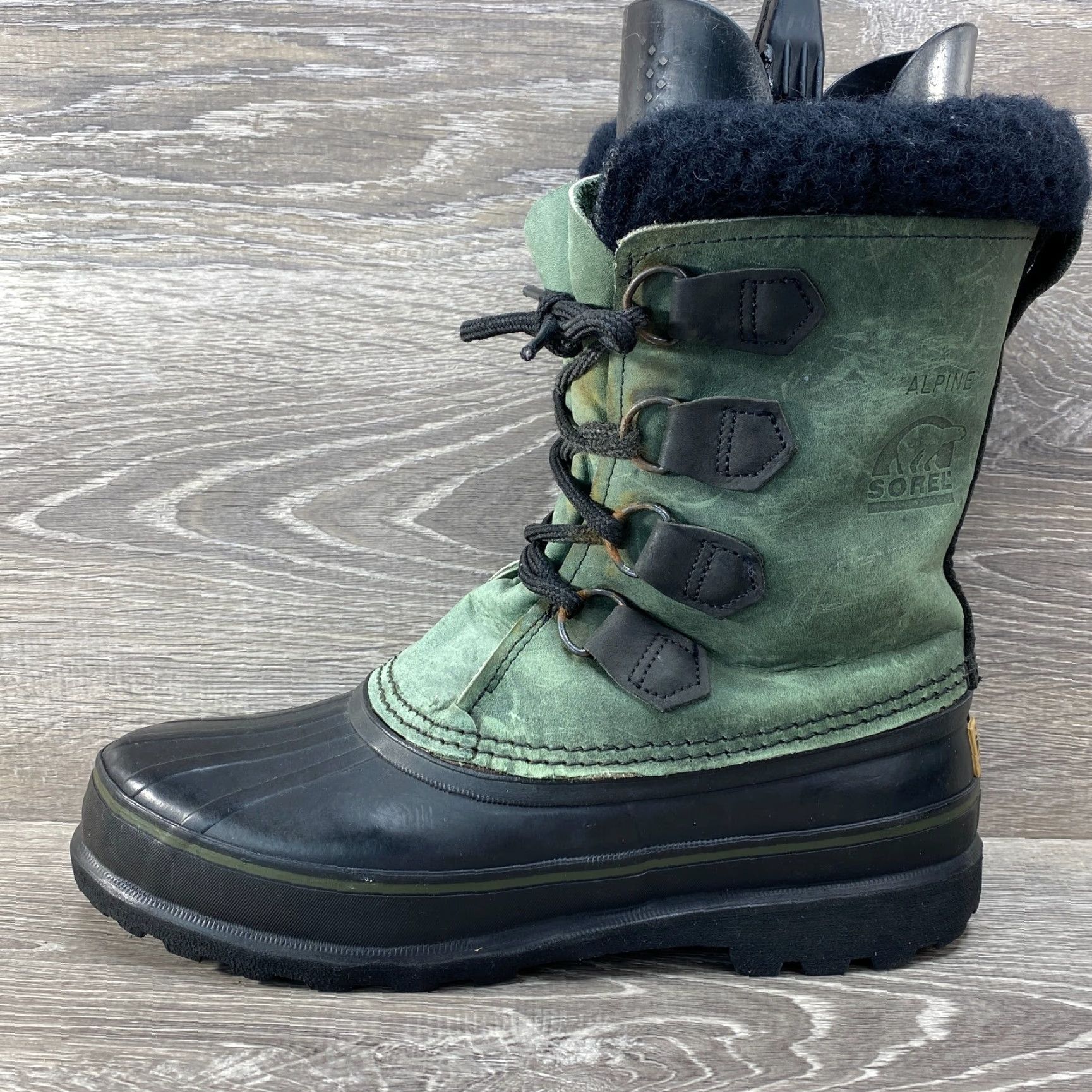 SOREL VINTAGE Sorel Alpine Green Kaufman Canada Insulated Winter Leather Rubber Duck Boots 9 Size US 9 / IT 39 - 2 Thumbnail