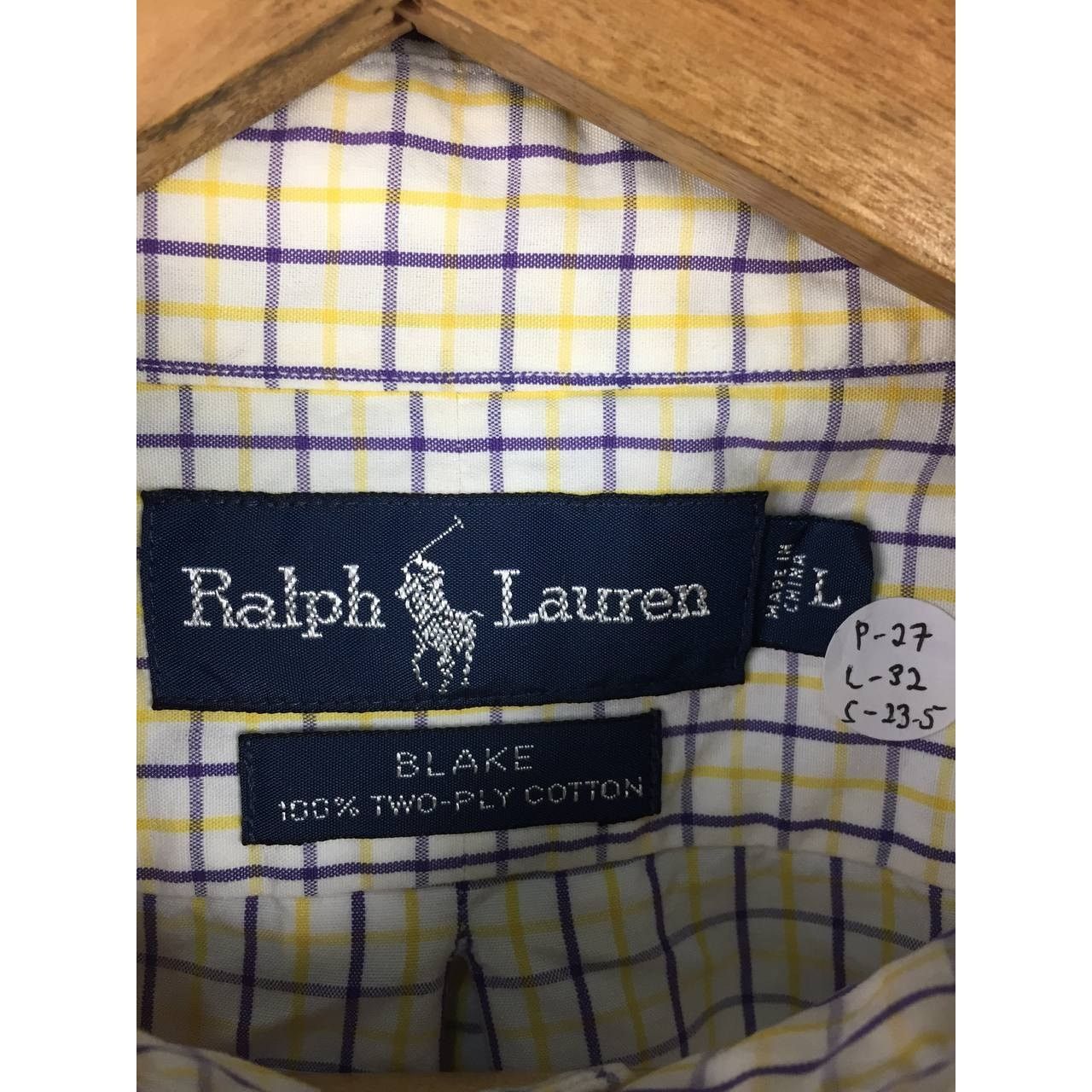 Ralph Lauren × Vintage Vtg Ralph Lauren Blake Two-Ply Cotton Plaid Shirt Size US L / EU 52-54 / 3 - 10 Thumbnail