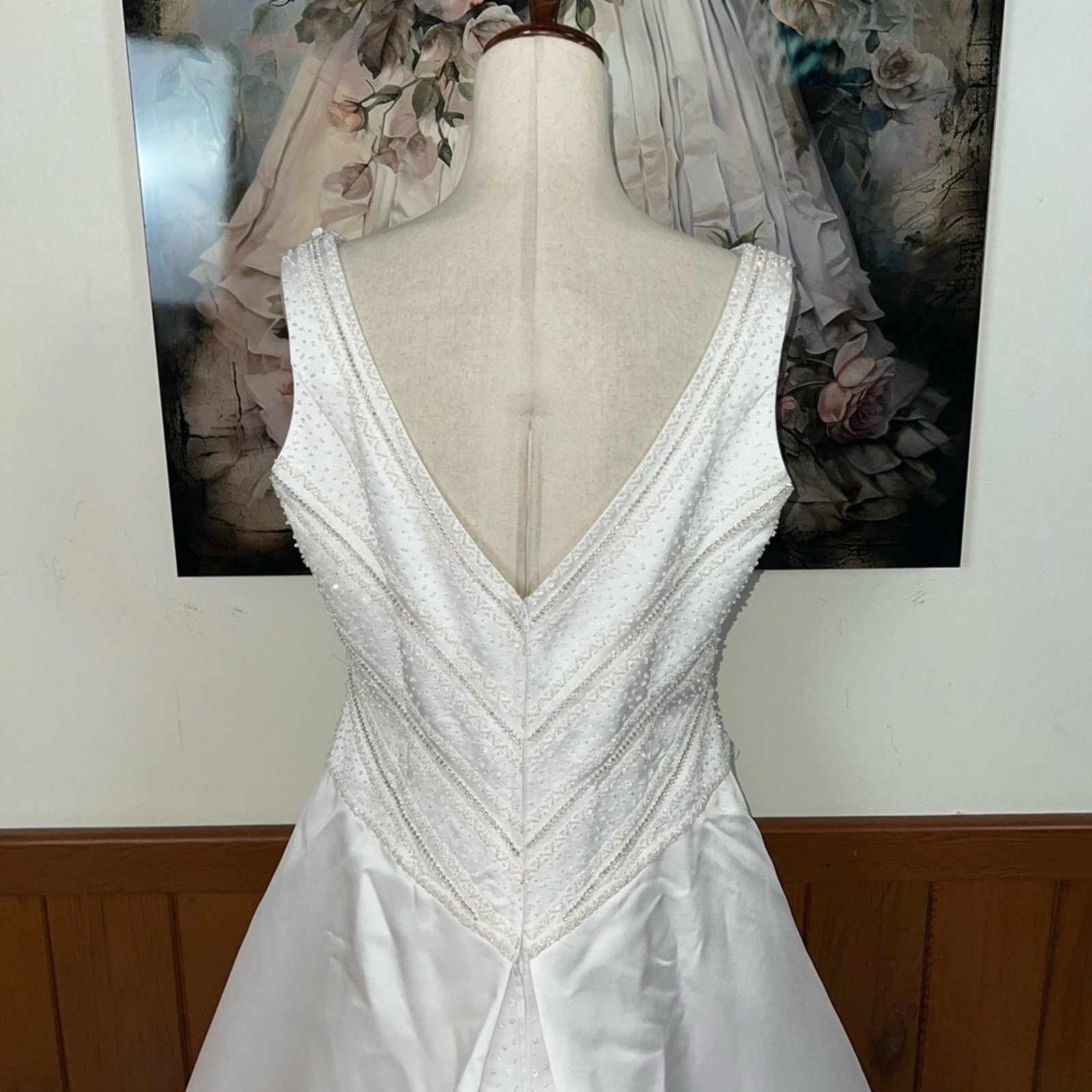 Other Gorgeous Vintage 90s Michaelangelo Bateau Waist Wedding Gown Size XXL / US 16-18 / IT 52-54 - 7 Thumbnail