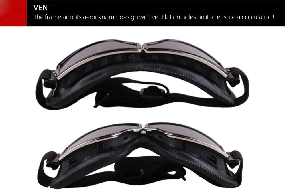 Designer Retro Glasses Windproof Motorcycle Helmet Glasses Sunglasses Size ONE SIZE - 3 Thumbnail