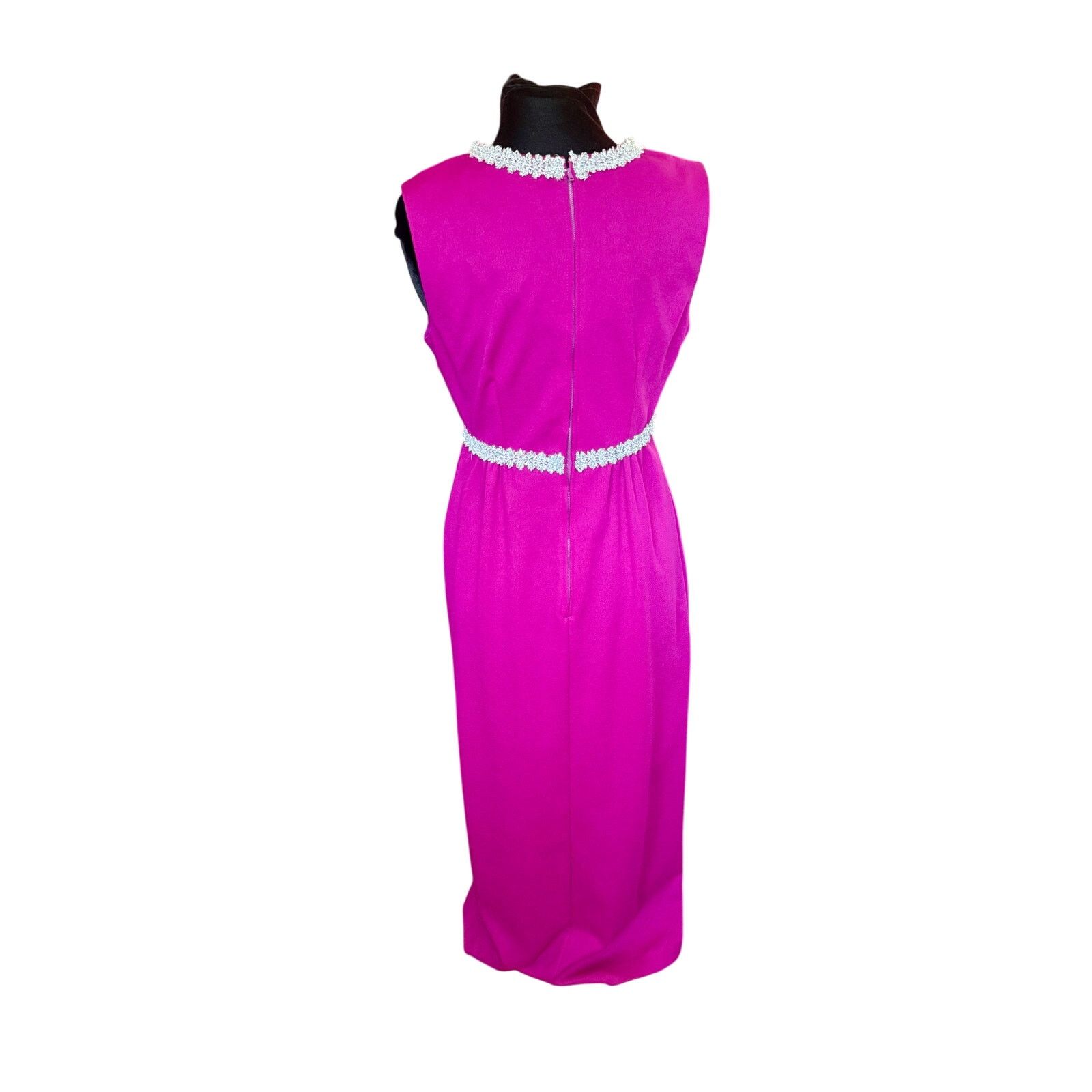 Vintage Vintage 70’s Magenta Pink Maxi Silver Sequin Dress Small Med Size M / US 6-8 / IT 42-44 - 9 Thumbnail