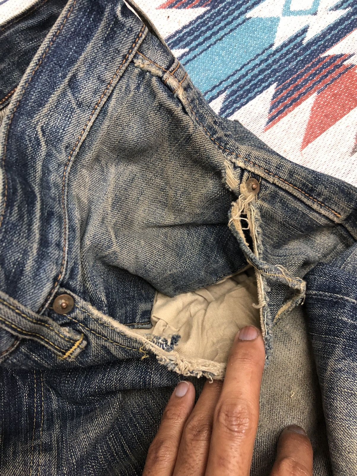 Edwin WIDE LEG RUSTY DAMAGED DISTRESSED SELVEDGE DENIM BY EDWIN Size US 38 / EU 54 - 8 Thumbnail