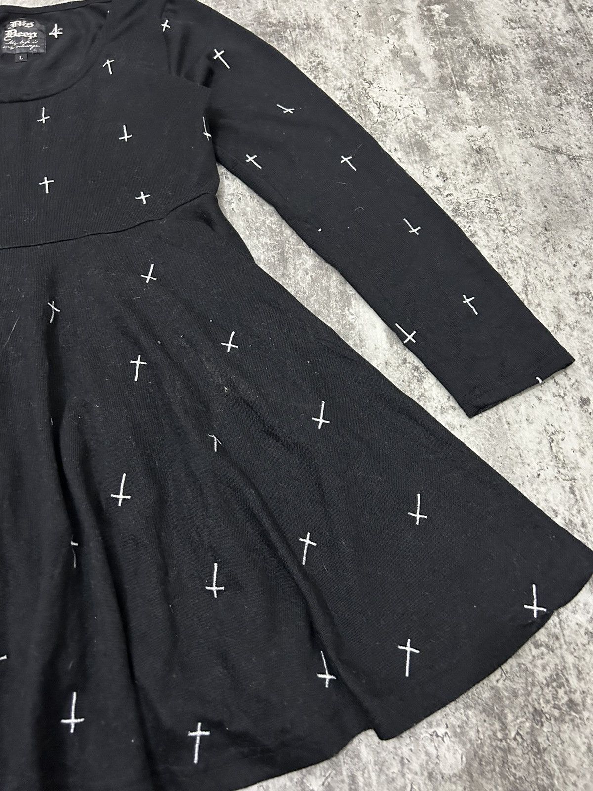 14th Addiction × If Six Was Nine × Japanese Brand Dig Deep Embroidered Aop Cross Acrylic Mini Dress Size L / US 10 / IT 46 - 5 Thumbnail