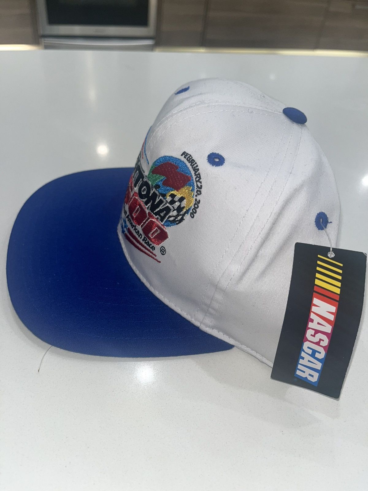 Nascar Daytona 500 White & Blue Cap w/ Embroidered Logo O/S