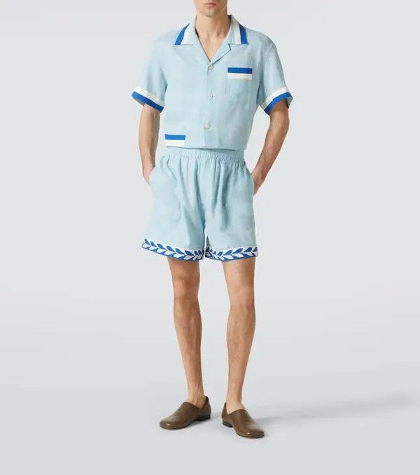 Bode o1mle0226 Seedling Stripe Shorts in Blue Size US 36 / EU 52 - 2 Thumbnail