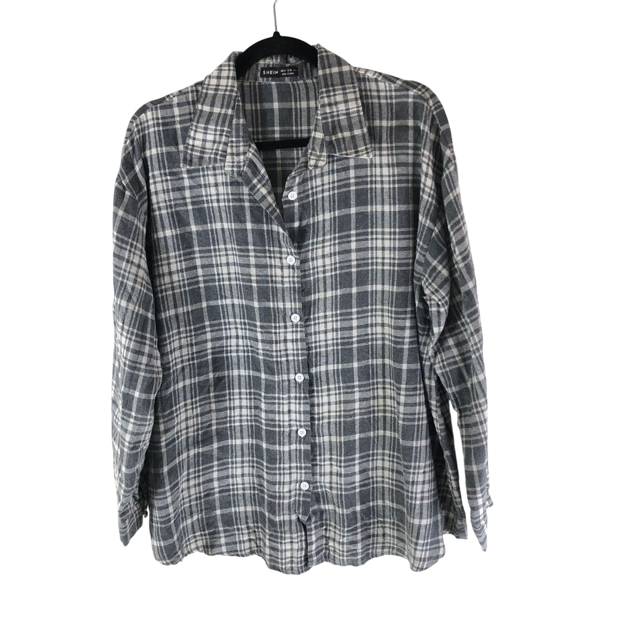 Shein Shein Womens Plaid Button-Up Flannel Long Sleeve Shirt Gray Size M / US 6-8 / IT 42-44 - 1 Thumbnail