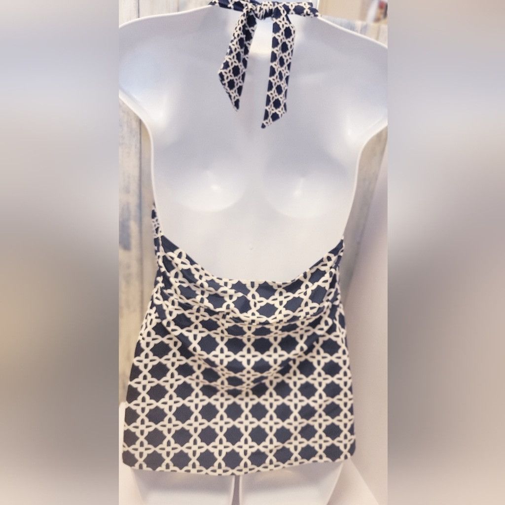 Merona Merona Navy and White Halter Swimsuit Top Size Large Size ONE SIZE - 3 Thumbnail