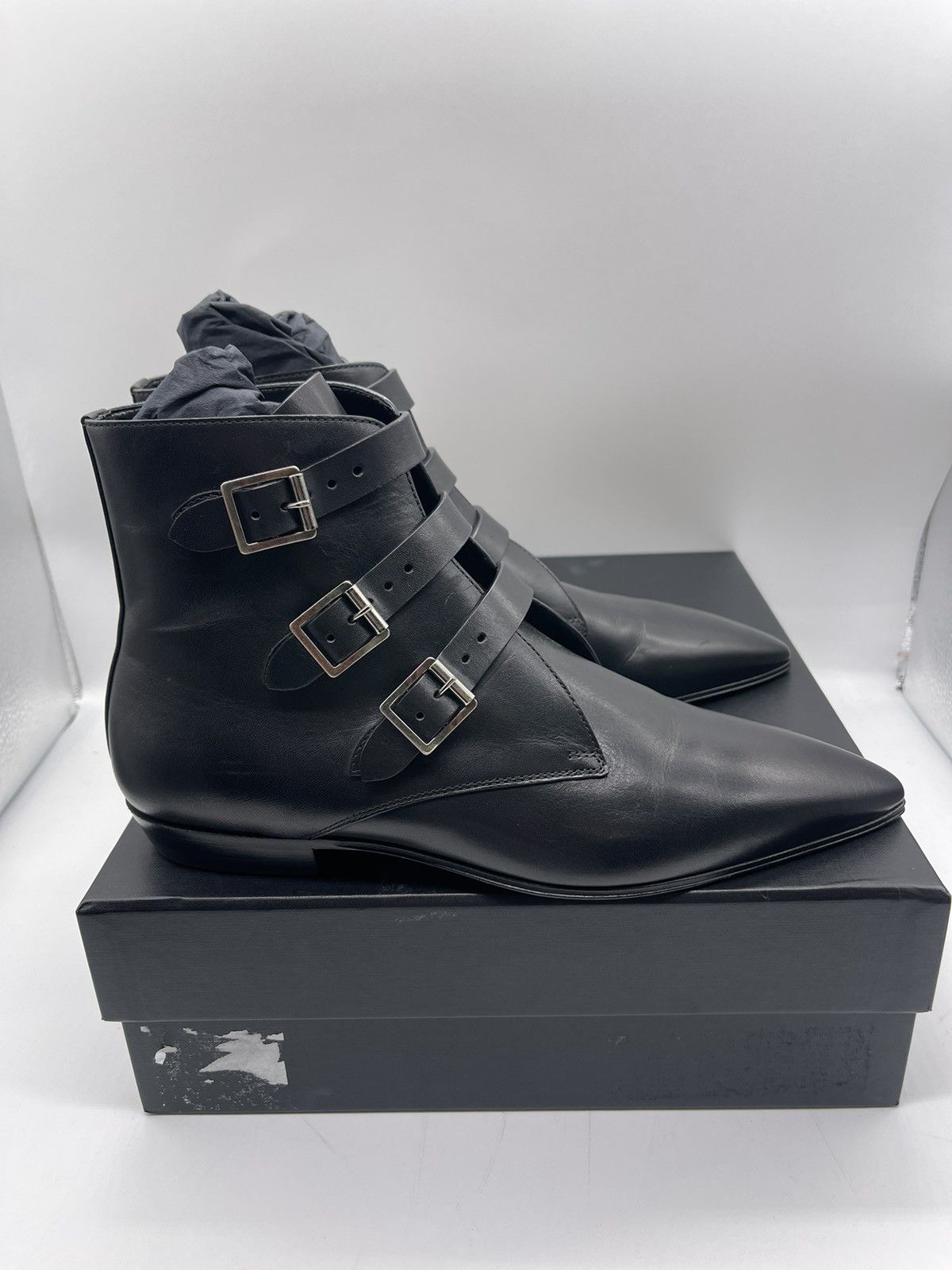 Saint Laurent Paris Men's Saint Laurent Pointed Toe Buckle Strapped Boots Size US 8 / EU 41 - 4 Thumbnail