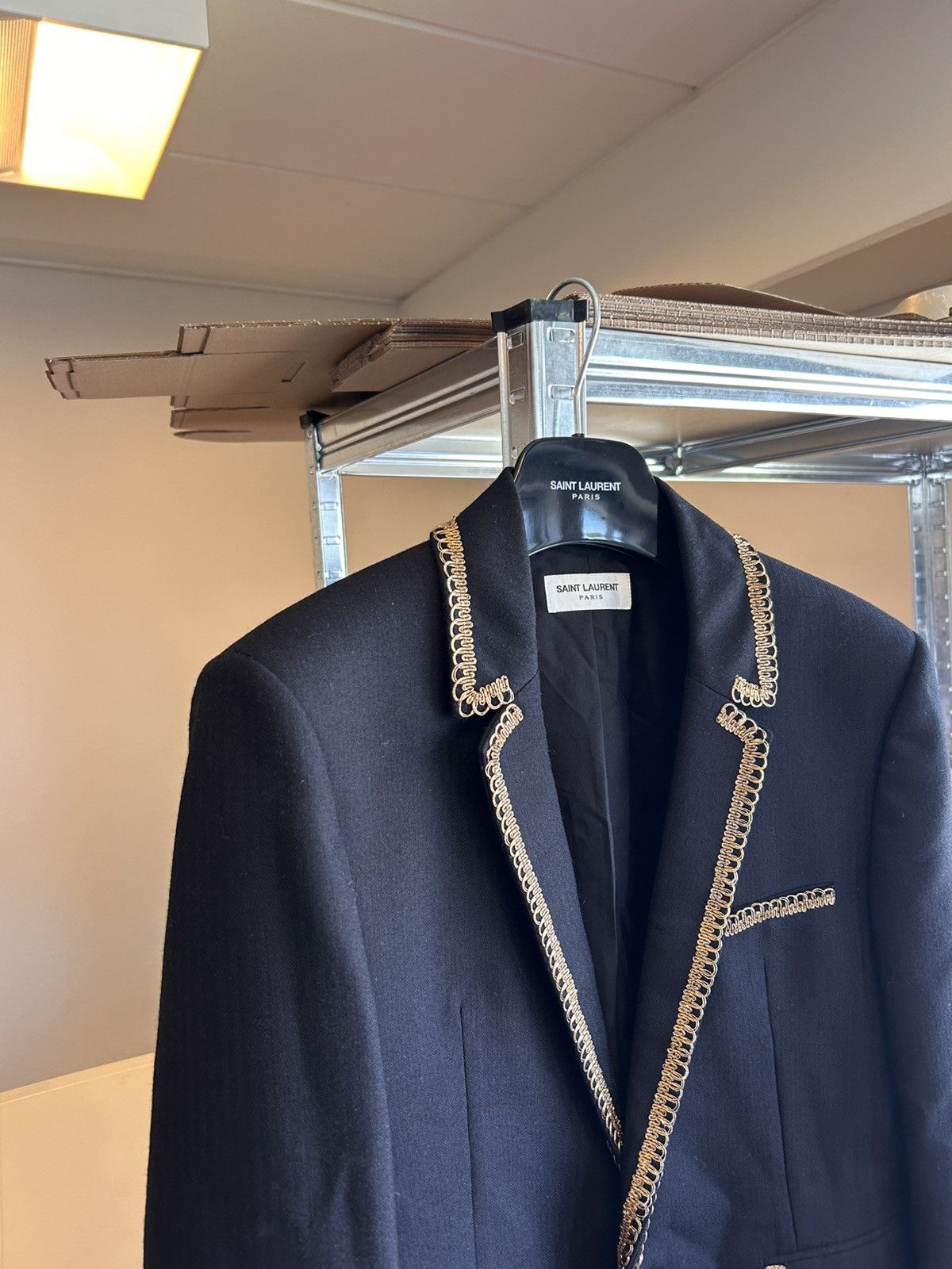 Saint Laurent Paris Saint Laurent Gold-Braided Blazer Jacket Size 46R - 2 Thumbnail