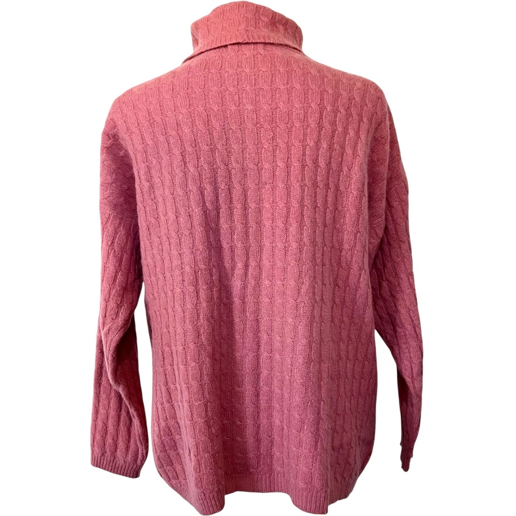 Pinko Wainscott Vintage Sweater Womens Pink Lambswool Angora Turtleneck Cable Knit Petite Small Pullover Wool Angora Nylon Long Sleeve Size S / US 4 / IT 40 - 4 Thumbnail