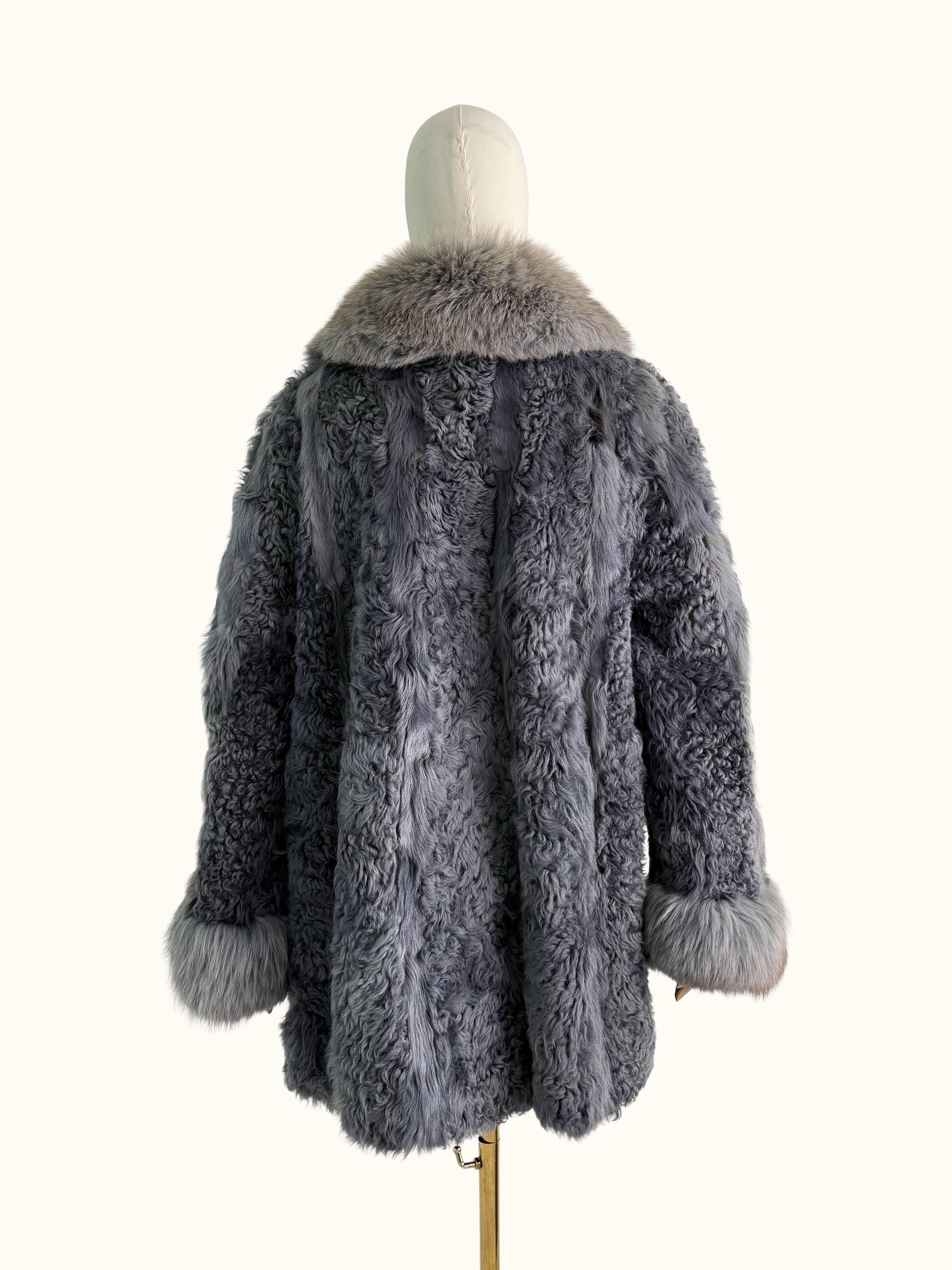 Vintage Vintage Blue Gray Real Fur Luxury Winter Statement Coat Size M / US 6-8 / IT 42-44 - 4 Thumbnail