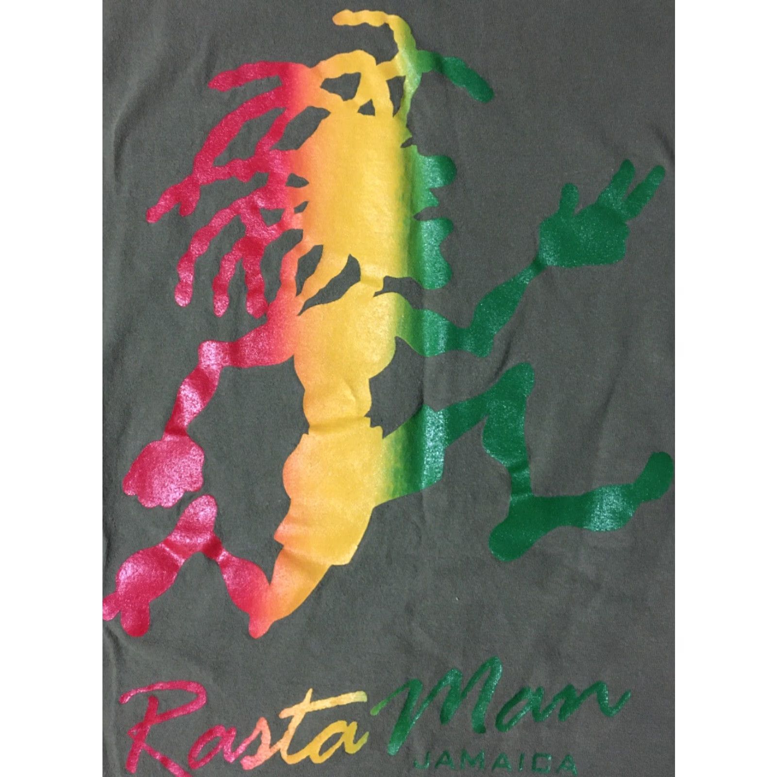Vintage Vtg 90s Jamaica Rasta Man Shirt L Rastafari Island Vacation Reggae Jah Tourist T-Shirt Mens Green Size US L / EU 52-54 / 3 - 3 Thumbnail
