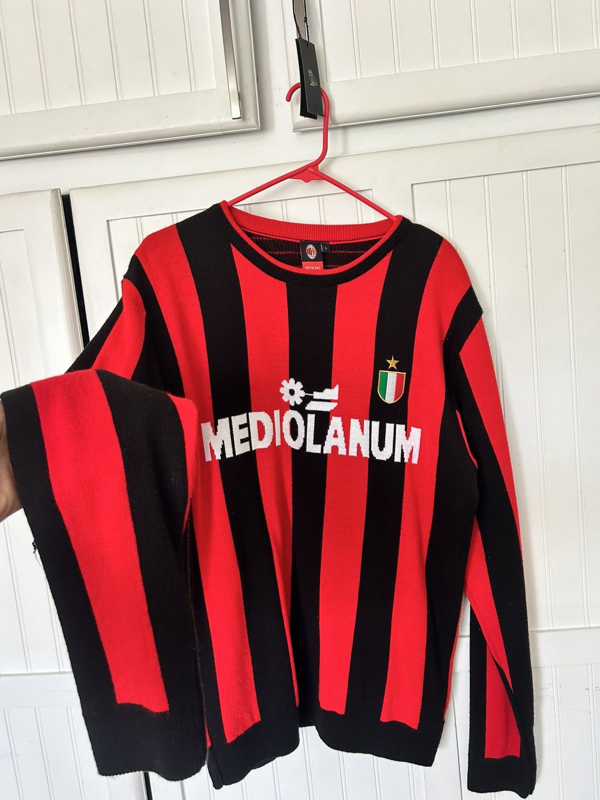 Other AC Milan “Mediolanum” Knit Sweater Red/Black Striped Size L Size US L / EU 52-54 / 3 - 4 Thumbnail