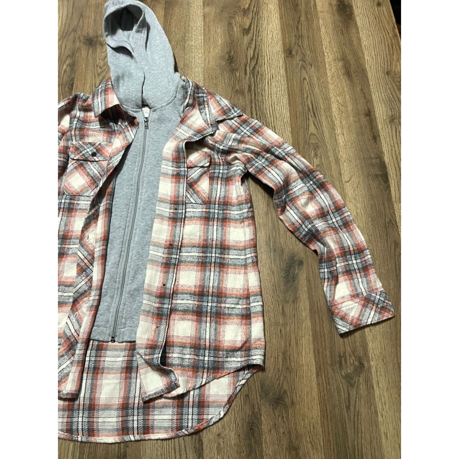 Vintage CI SONO Full Zip Hoodie Women's Size Small Orange White Gray Plaid Full Zip Size S / US 4 / IT 40 - 3 Thumbnail