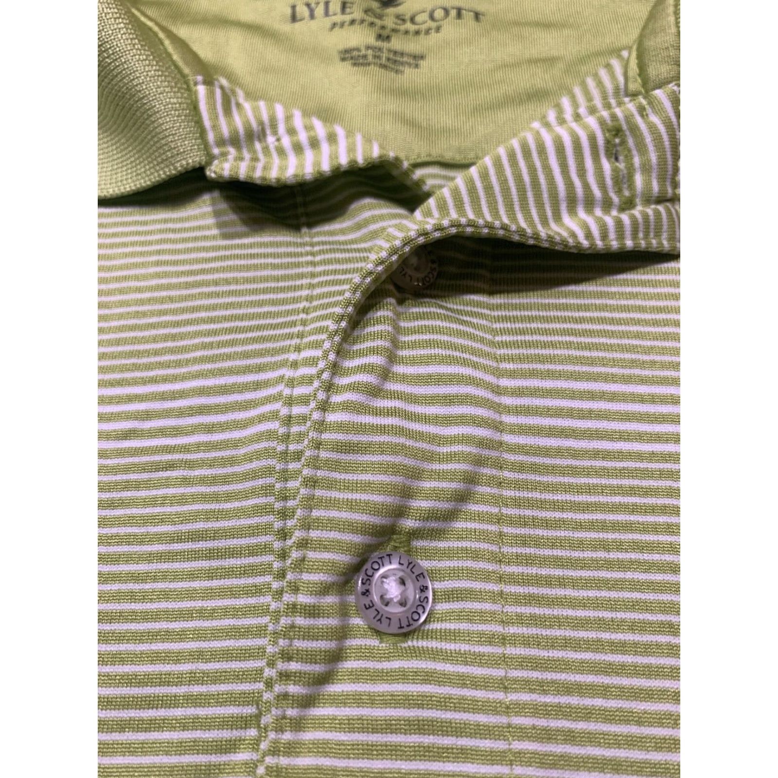 Lyle & Scott LYLE & SCOTT Performance Polo Shirt Men's Medium Green Striped Short Sleeve Golf Size US M / EU 48-50 / 2 - 5 Thumbnail